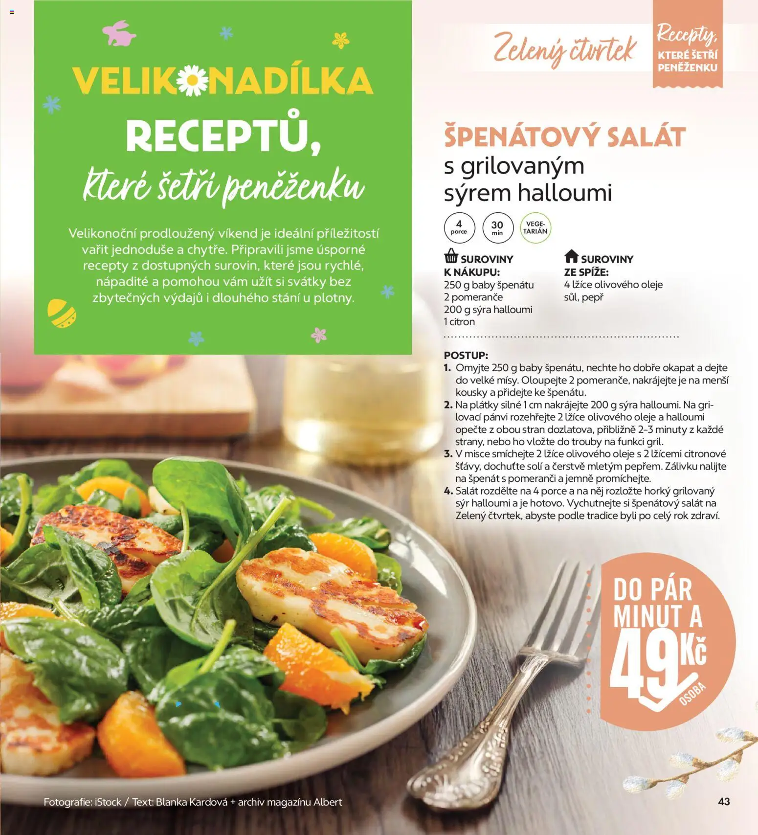 Albert magazín od 01.03.2026 | Strana: 43 | Produkty: Špenát, Gril, Citron, Halloumi