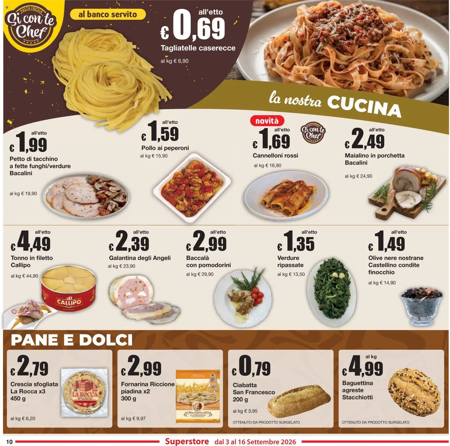 Volantino Sì con Te del 03/09/2026 | Pagina: 10 | Prodotti: Cannelloni, Tacchino, Tonno, Dolci