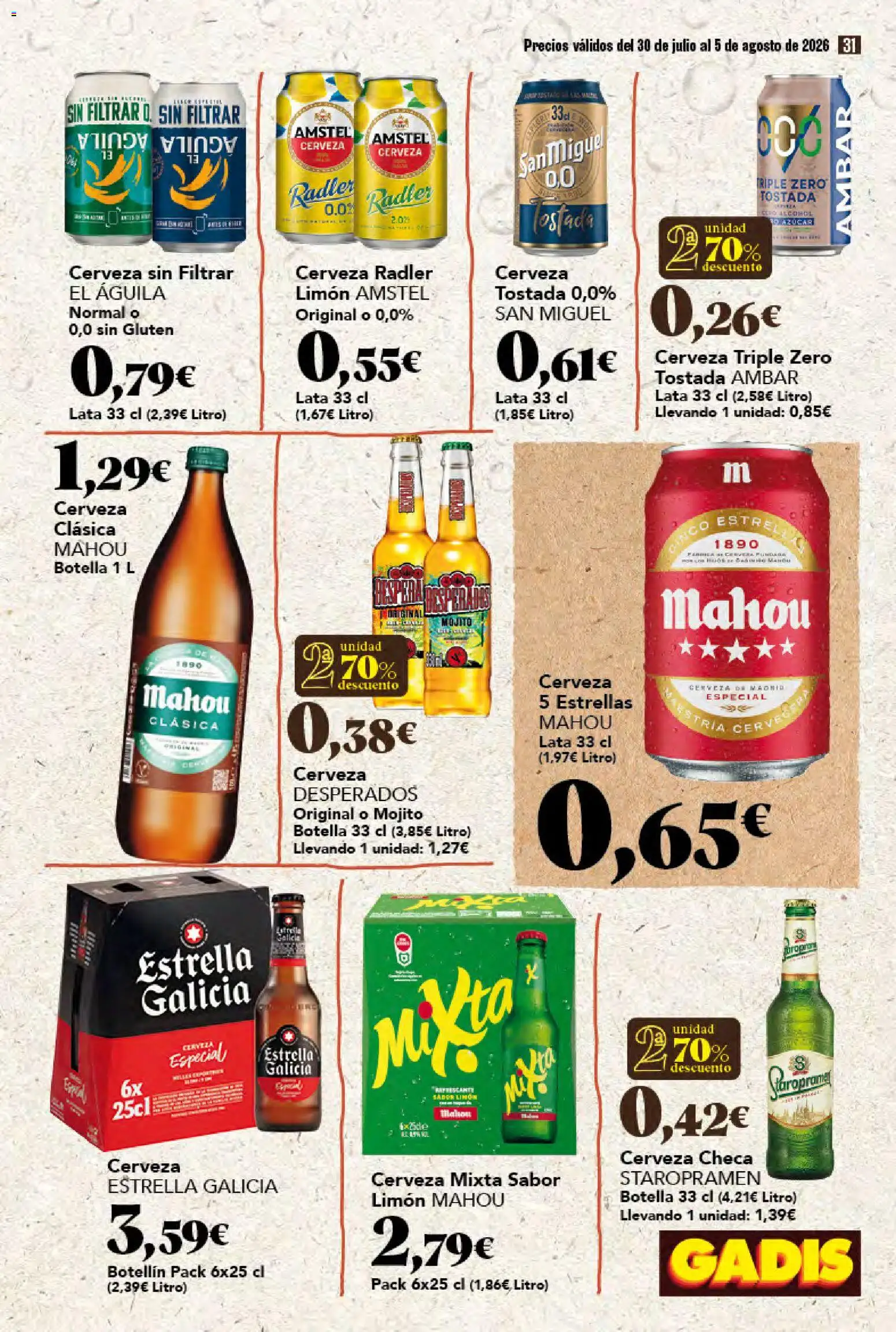 Gadis folleto │ válido desde el 30/07/2026 | Página: 31 | Productos: Cerveza, Παρμεζάνα