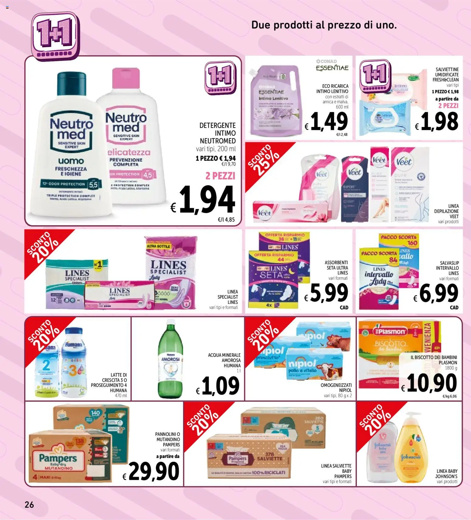 Volantino Spazio Conad del 16.06.2026 | Pagina: 26 | Prodotti: Pollo, Intimo, Latte, Acqua minerale