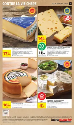 Intermarché - Prévisualisation de CAMEMBERT DE NORMANDIE AOP TRADITIONS DE NORMANDIE, Fromage au lait cru de vache à 20% Mat.Gr sur produit fini valide à partir de 28.04.2026 | Page: 15 | Produits: Emmental, Lait, Fromage, Camembert