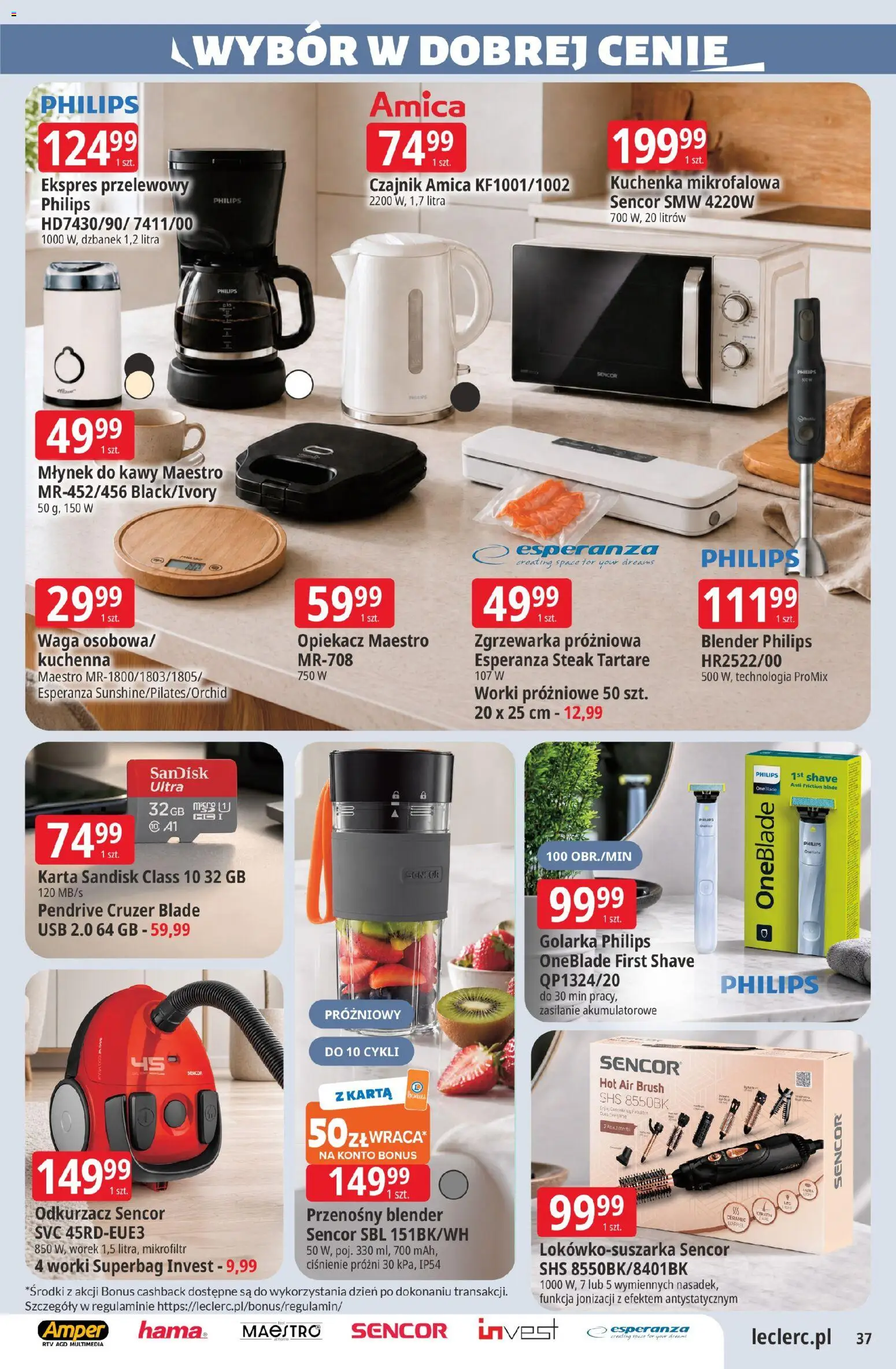 E.Leclerc gazetka - Elbląg od 19.05.2026 | Strona: 37 | Produkty: USB, Czajnik, Odkurzacz, Golarka