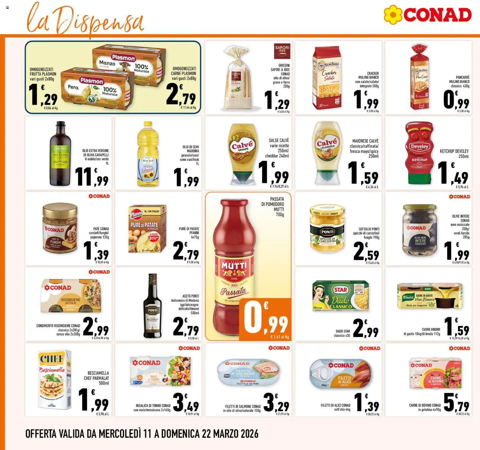Volantino Conad del 11.03.2026 | Pagina: 16 | Prodotti: Salmone, Funghi, Pera, Farro