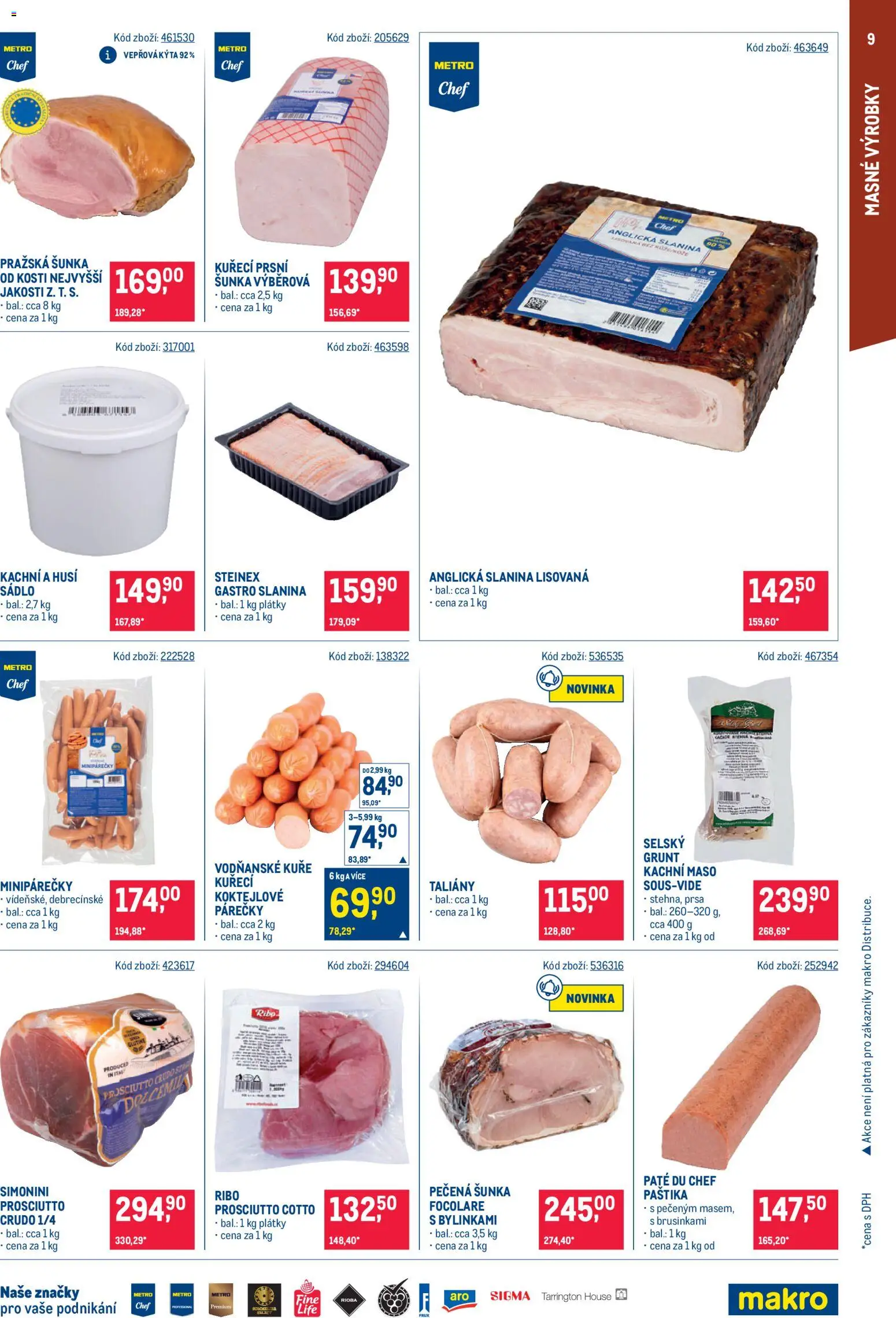 Makro leták - Gastronomie od 21.10.2026 | Strana: 9 | Produkty: Šunka, Anglická slanina, Maso, Paštika