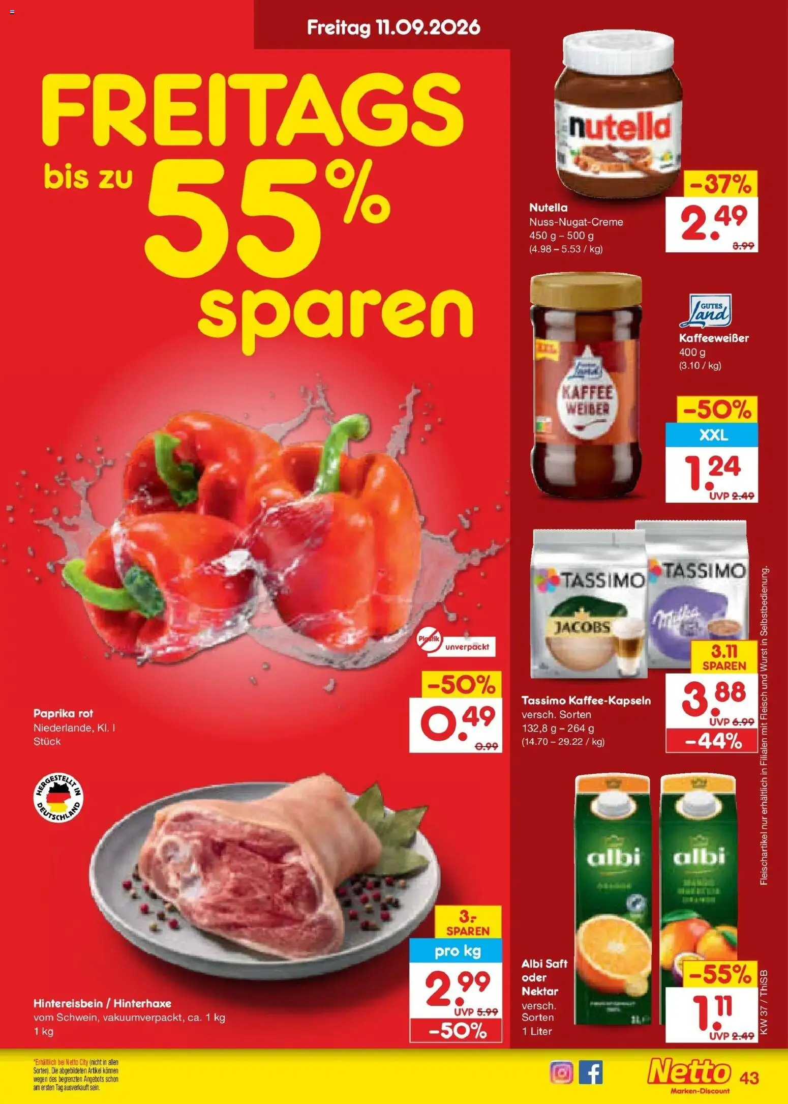 Netto Marken-Discount Prospekt Pirna – gültig ab 07.09.2026 | Seite: 61 | Produkte: Nutella, Wurst, Saft, Tassimo