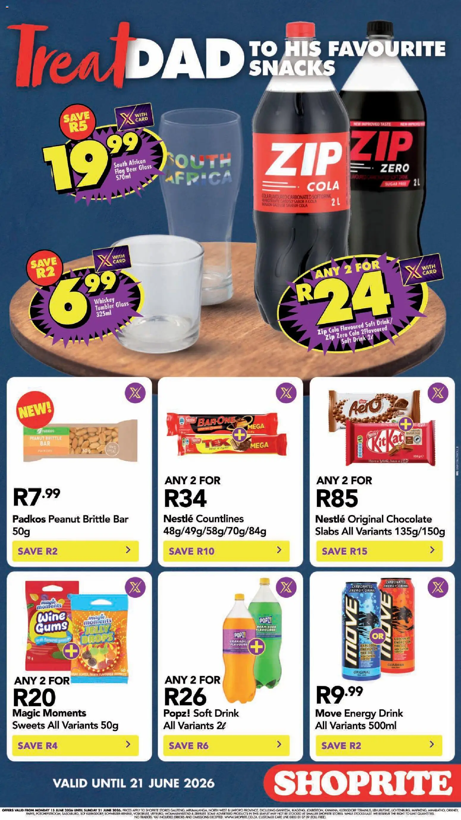 New Shoprite catalogue – valid from 15.06.2026 | Page: 4 | Products: Chocolate, Snacks, Whiskey, Sugar