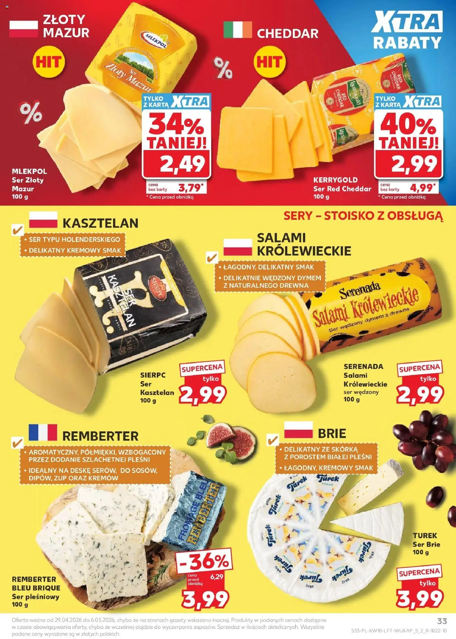 Kaufland - Kaufland Gazetka Tygodnia ważna do 06.05 od 28.04.2026 | Strona: 33 | Produkty: Sery, Ser, Ser brie, Cheddar