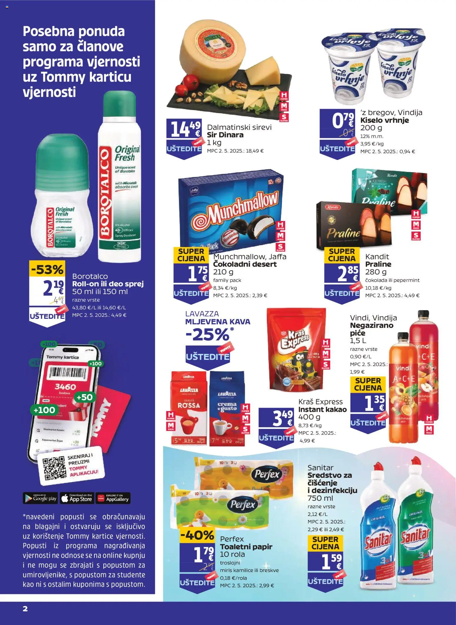 Tommy katalog | vrijedi od 11.06.2026 | Stranica: 2 | Proizvodi: Kiselo vrhnje, Toaletni papir, Kakao, Borotalco