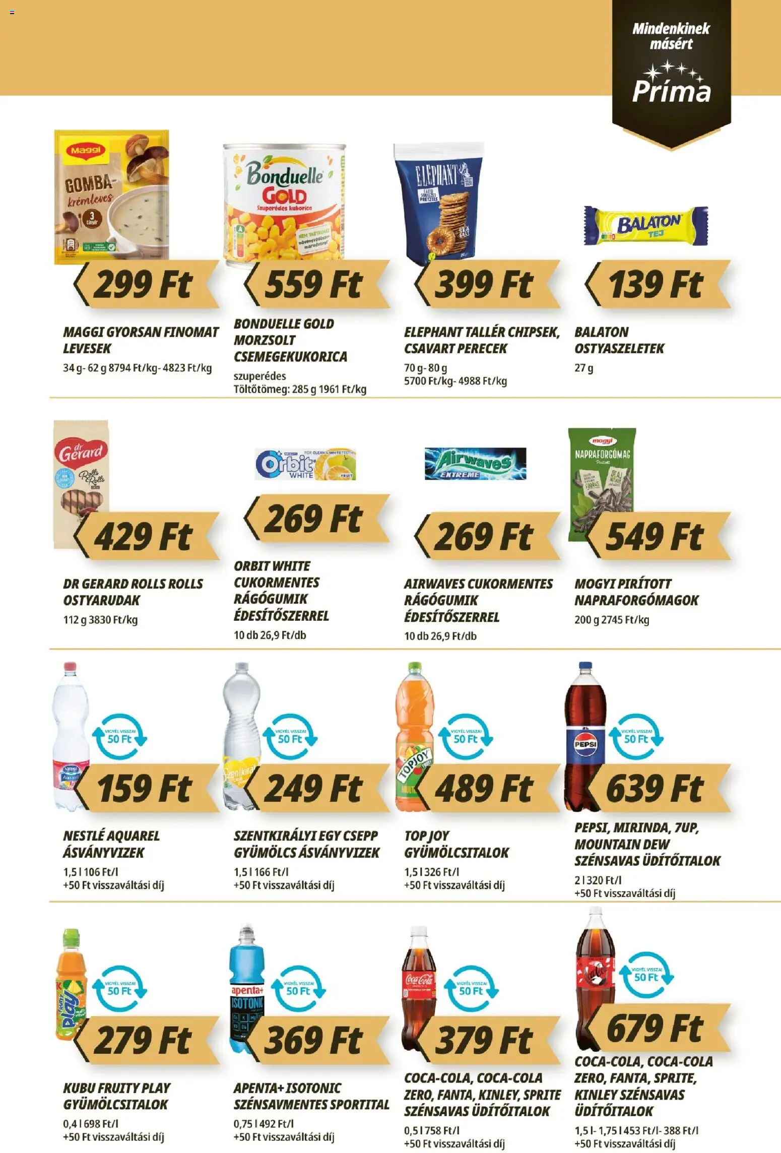 CBA Príma akciós ujság - amely érvényes a következő dátumtól: 18.06.2026 | Oldal: 7 | Termékek: Csemegekukorica, Gyümölcs, Cola, Maggi