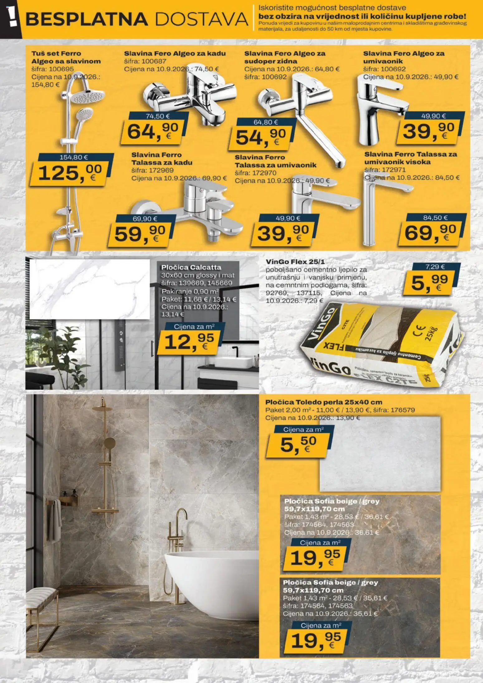 Vinkoprom katalog | vrijedi od 01.10.2026 | Stranica: 10 | Proizvodi: Umivaonik, Tuš, Tuš set, Ljepilo