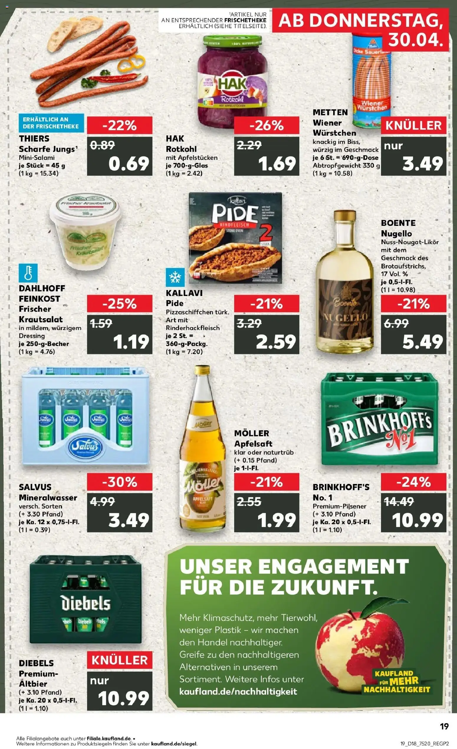 Kaufland Prospekt Borken	 – gültig ab 30.04.2026 | Seite: 19 | Produkte: Rotkohl, Dressing, Salami, Pizza