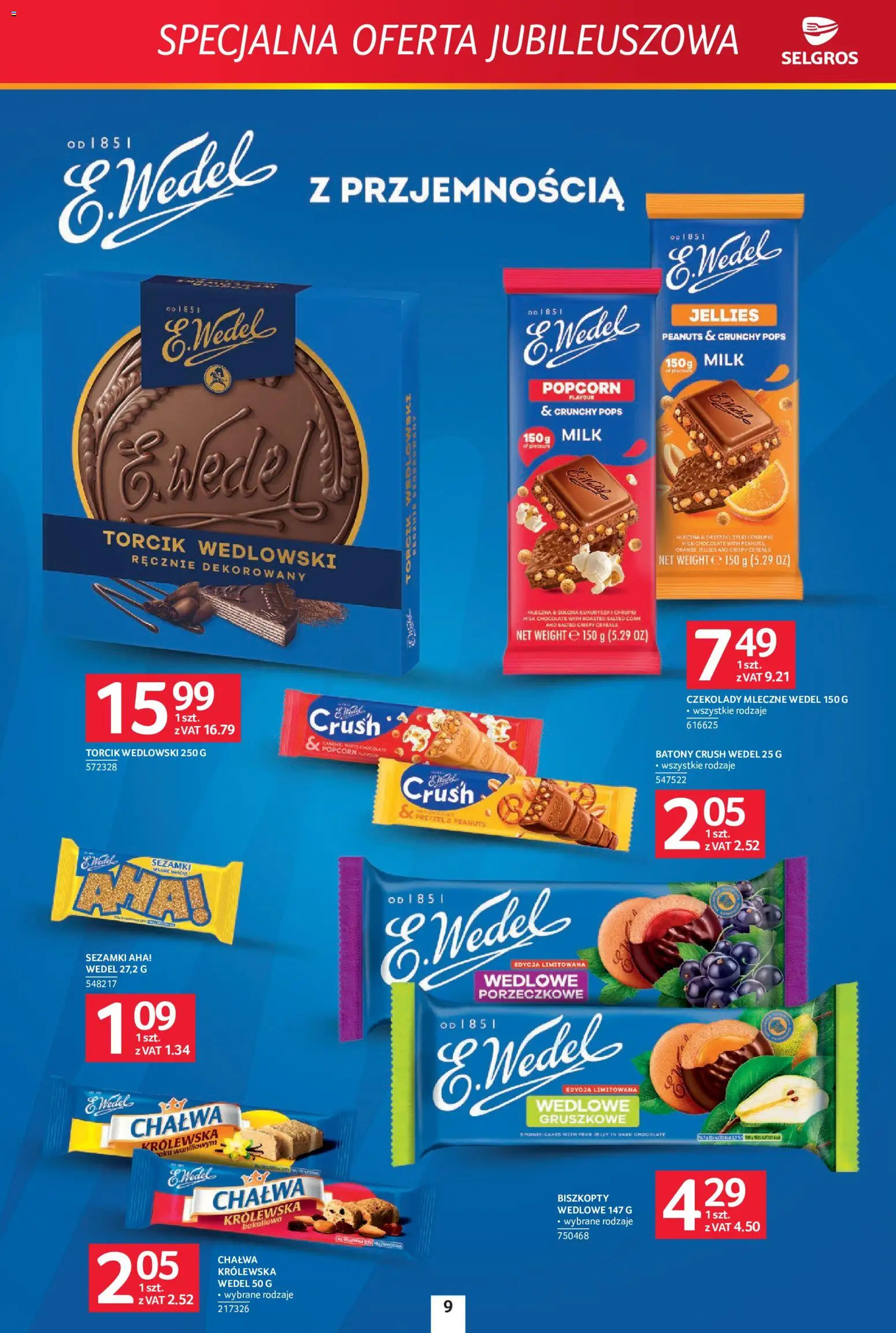 Selgros cash&carry gazetka - Specjalna Oferta Jubileuszowa od 08.10.2026 | Strona: 9 | Produkty: Czekolady, Chrupki, Kukurydza, Chałwa