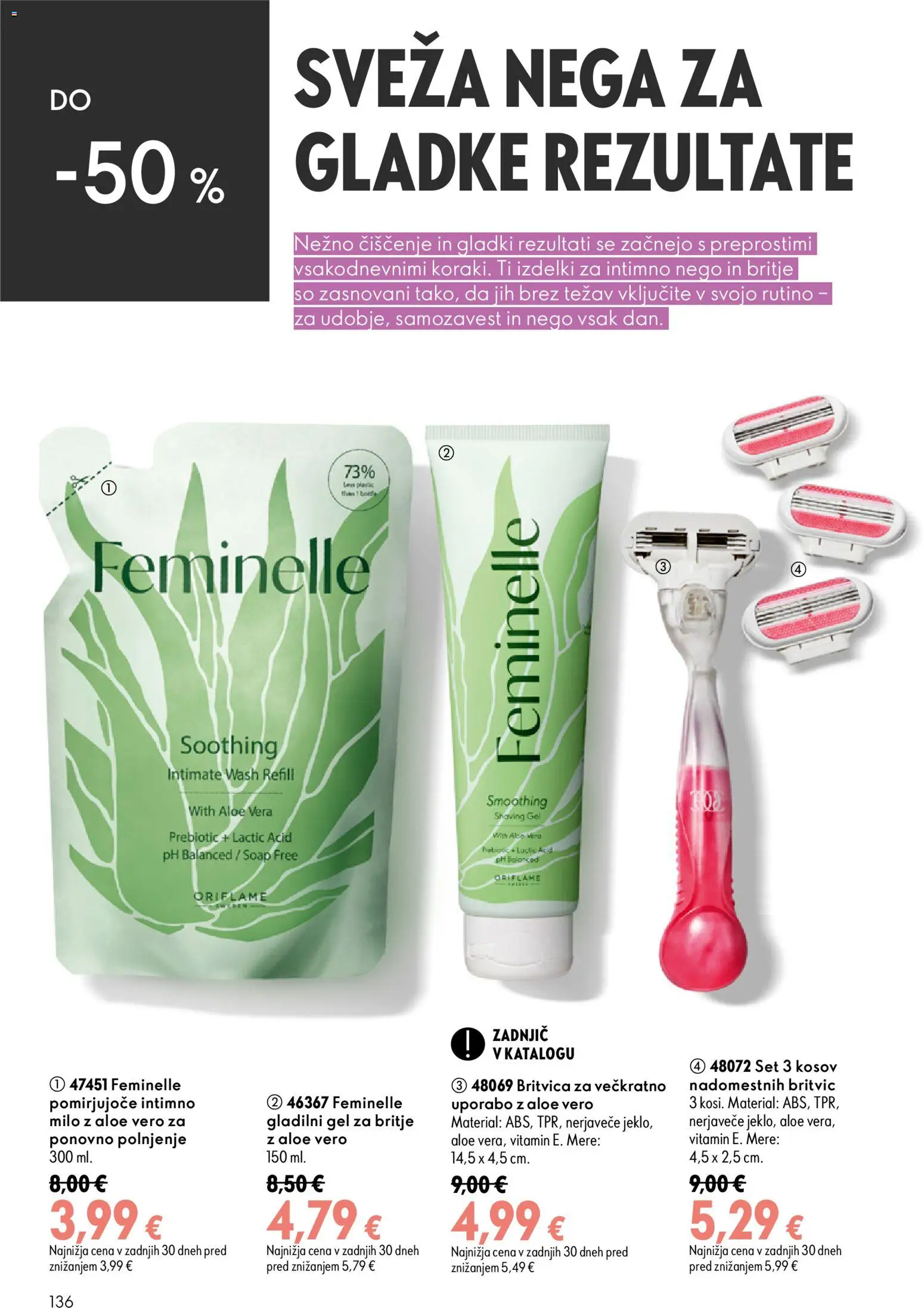 Novi Oriflame katalog ponudbe – veljaven od 26.08.2026 | Stran: 136 | Izdelki: Gel za britje, Aloe Vera, Milo