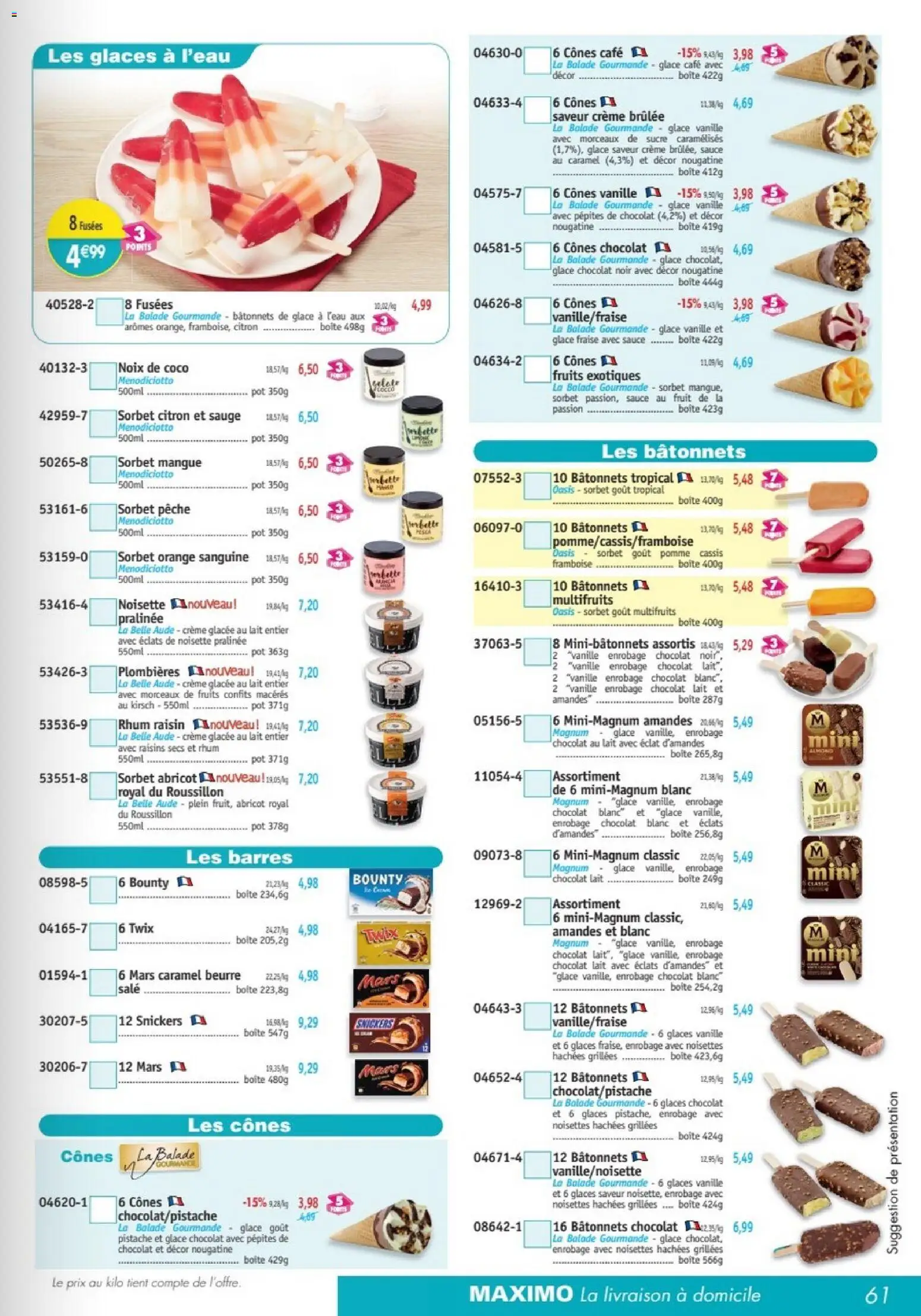 {H1} | Page: 61 | Produits: Citron, Raisins secs, Noix de coco, Cônes