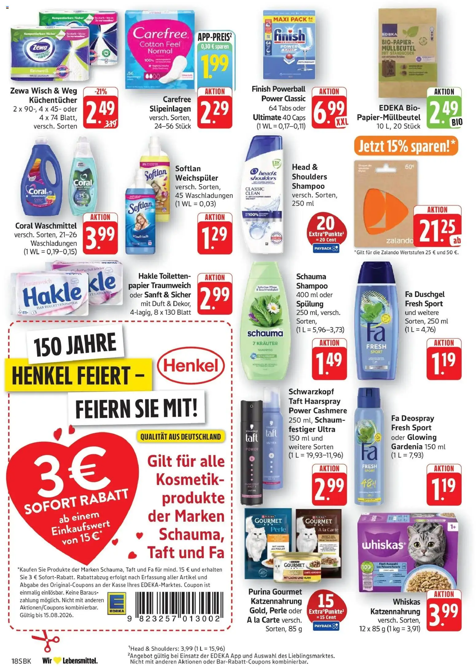 Edeka Prospekt Bruchsal (ab 10.08.2026) » Angebote Online | Seite: 18 | Produkte: Fa duschgel, Fisch, Lachs, Toilettenpapier