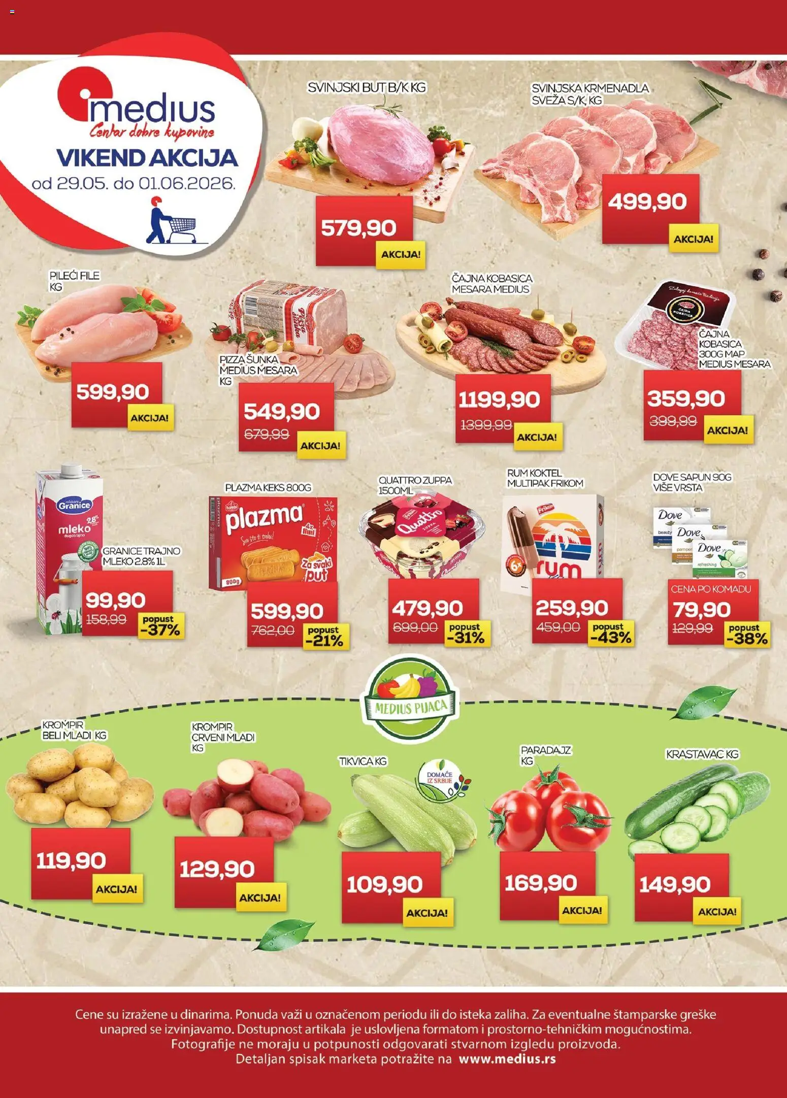 Medius katalog - važi od 29.05.2026 | Strana: 1 | Proizvode: Krastavac, Šunka, Svinjski but, Pizza šunka