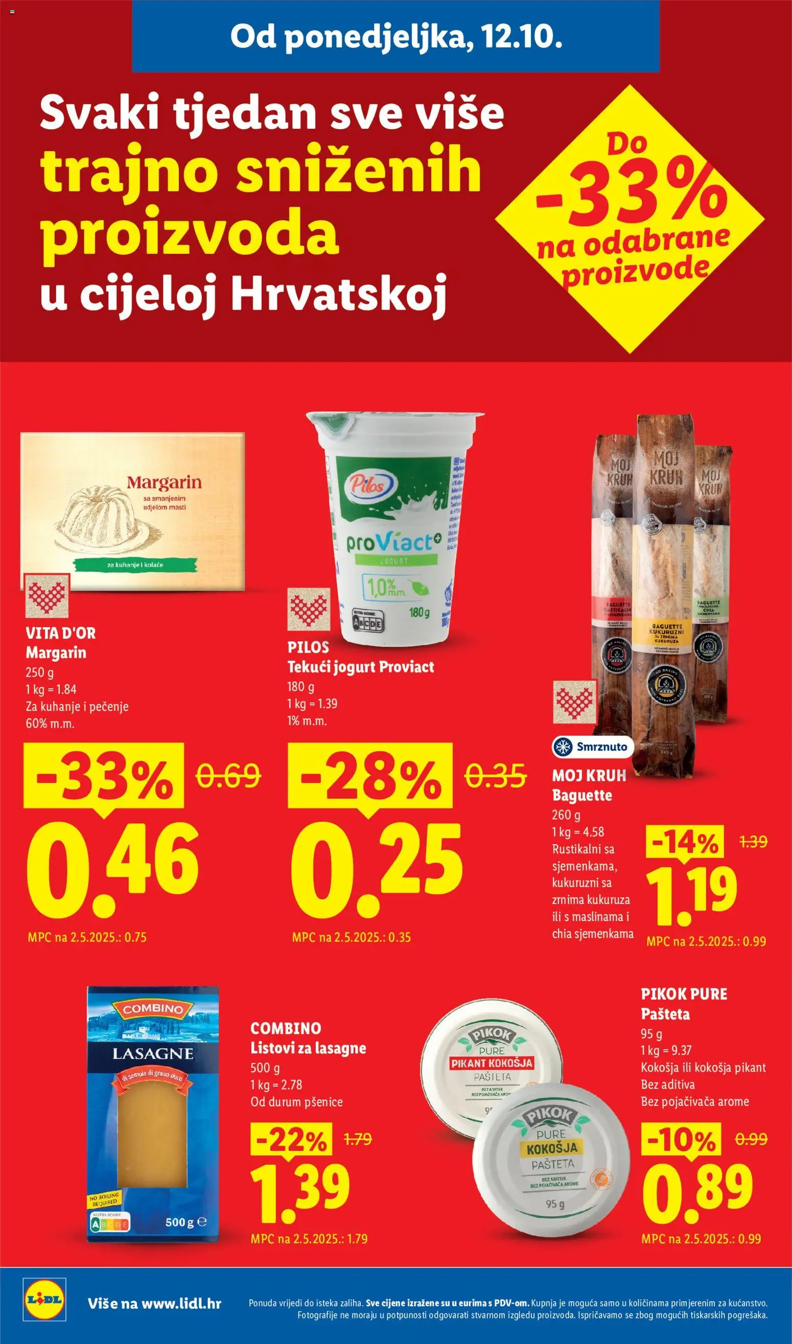 Lidl katalog | vrijedi od 12.10.2026 | Stranica: 2 | Proizvodi: Lasagne, Pilos, Jogurt, Baguette