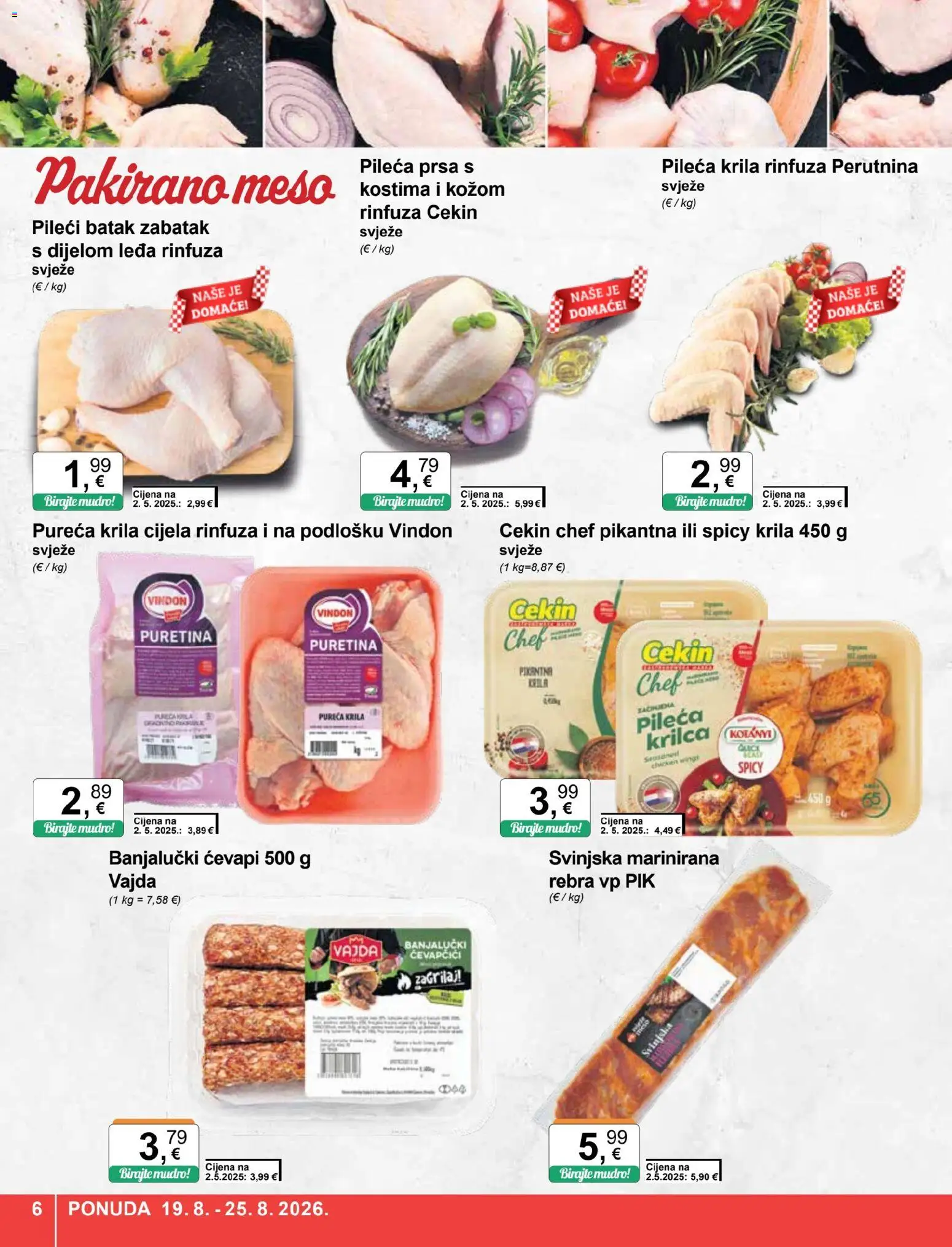 KTC katalog | vrijedi od 19.08.2026 | Stranica: 6 | Proizvodi: Puretina, Pileća krila, Meso, Pileća prsa