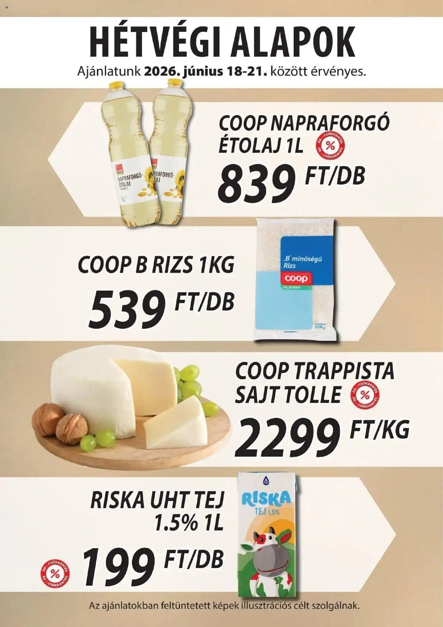 COOP Szolnok akciós ujság - amely érvényes a következő dátumtól: 18.06.2026 | Oldal: 5 | Termékek: Étolaj, Tej, Sajt, Rizs