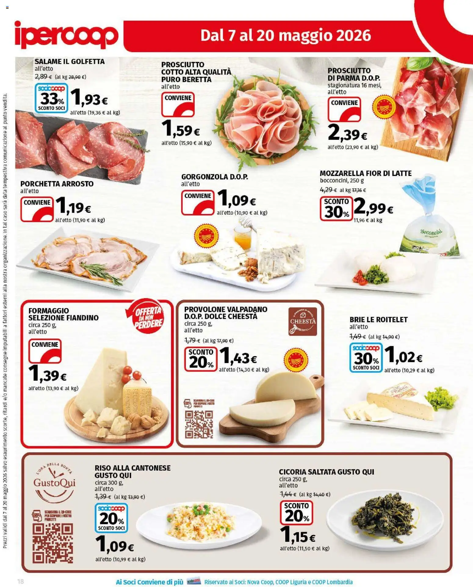 Volantino Ipercoop del 07.05.2026 | Pagina: 18 | Prodotti: Provolone, Salame, Riso, Gorgonzola