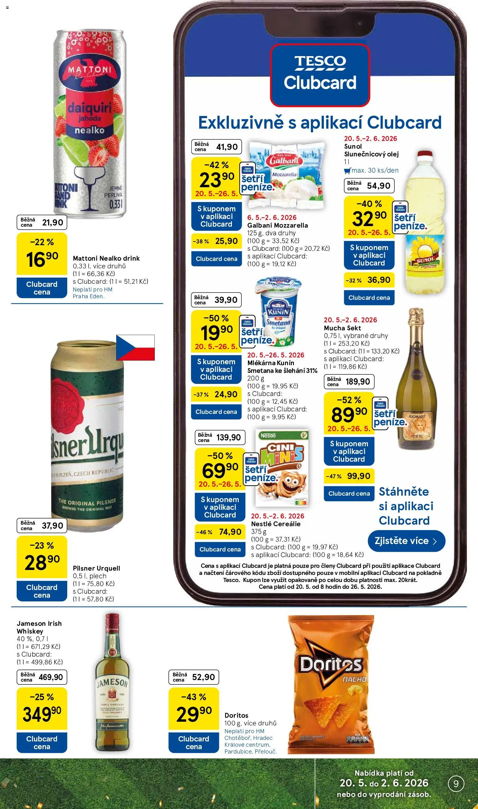 Tesco leták - Hypermarket od 20.05.2026 | Strana: 9 | Produkty: Olej, Sekt, Doritos, Slunečnicový olej