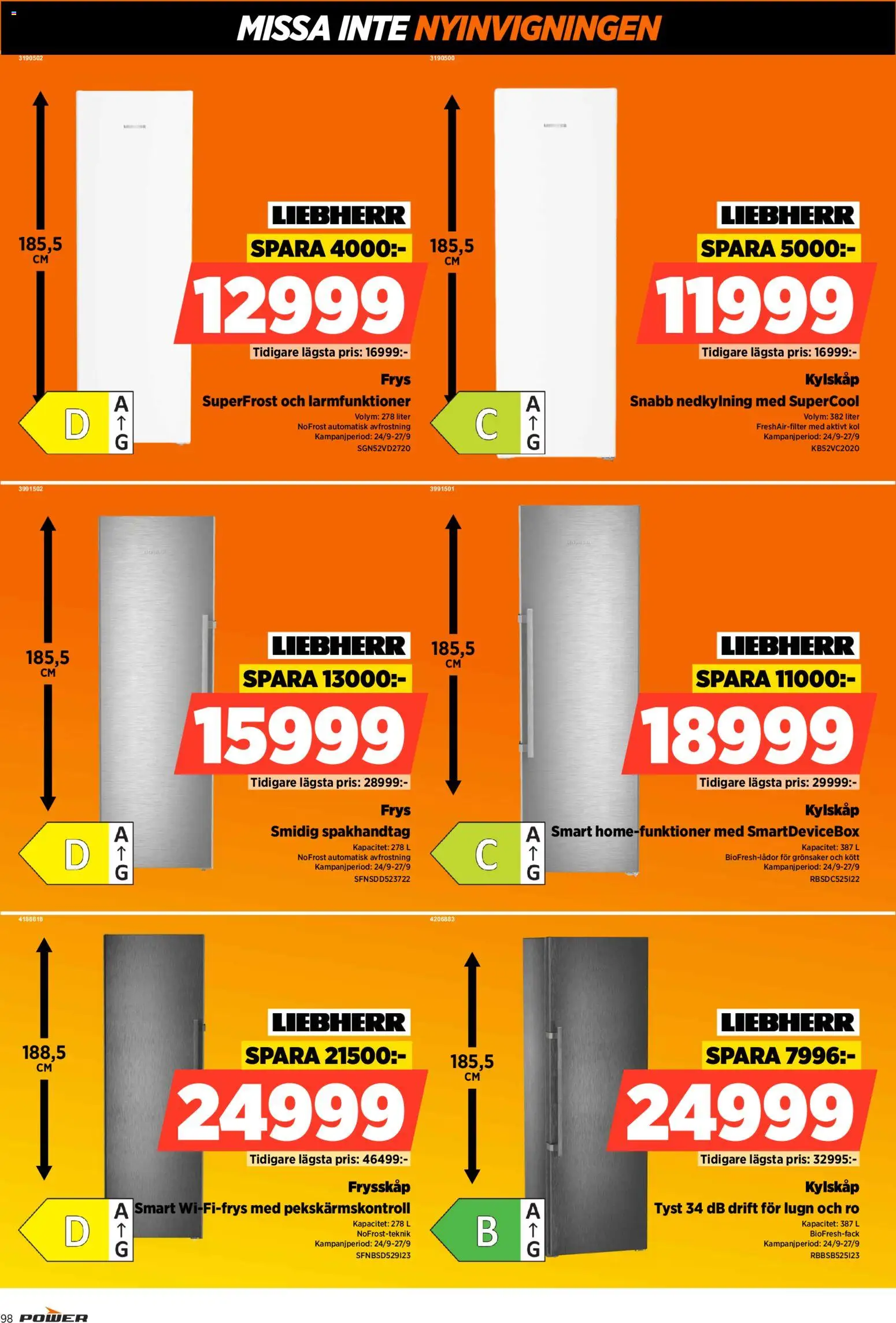 Power reklamblad aktuell från 24/09/2026 | Sida: 98 | Produkter: Aktivt kol, Grönsaker, Kylskåp, Frys