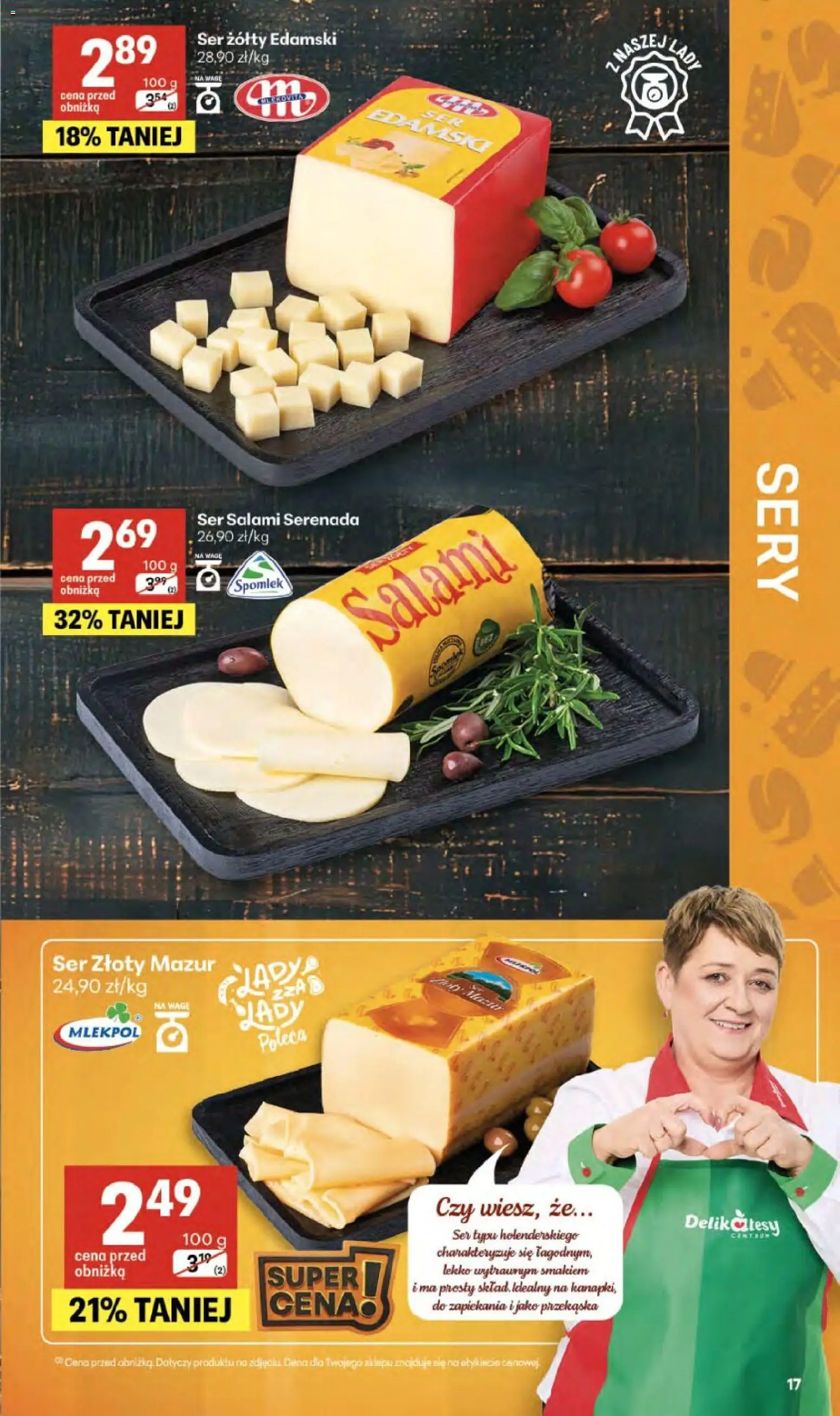 Delikatesy Centrum gazetka - Sklepy Własne od 14.05.2026 | Strona: 17 | Produkty: Ser żółty, Delikatesy, Sery, Salami