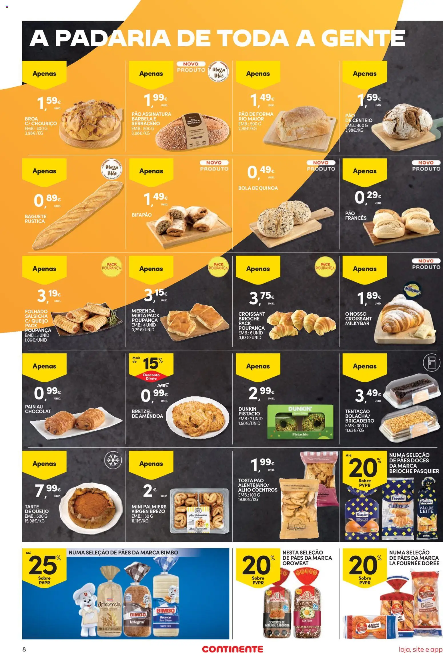 Continente Semanal Continente Bom Dia │ válido de 15/09/2026 | Página: 8 | Produtos: Croissant, Centeio, Pão, Tarte