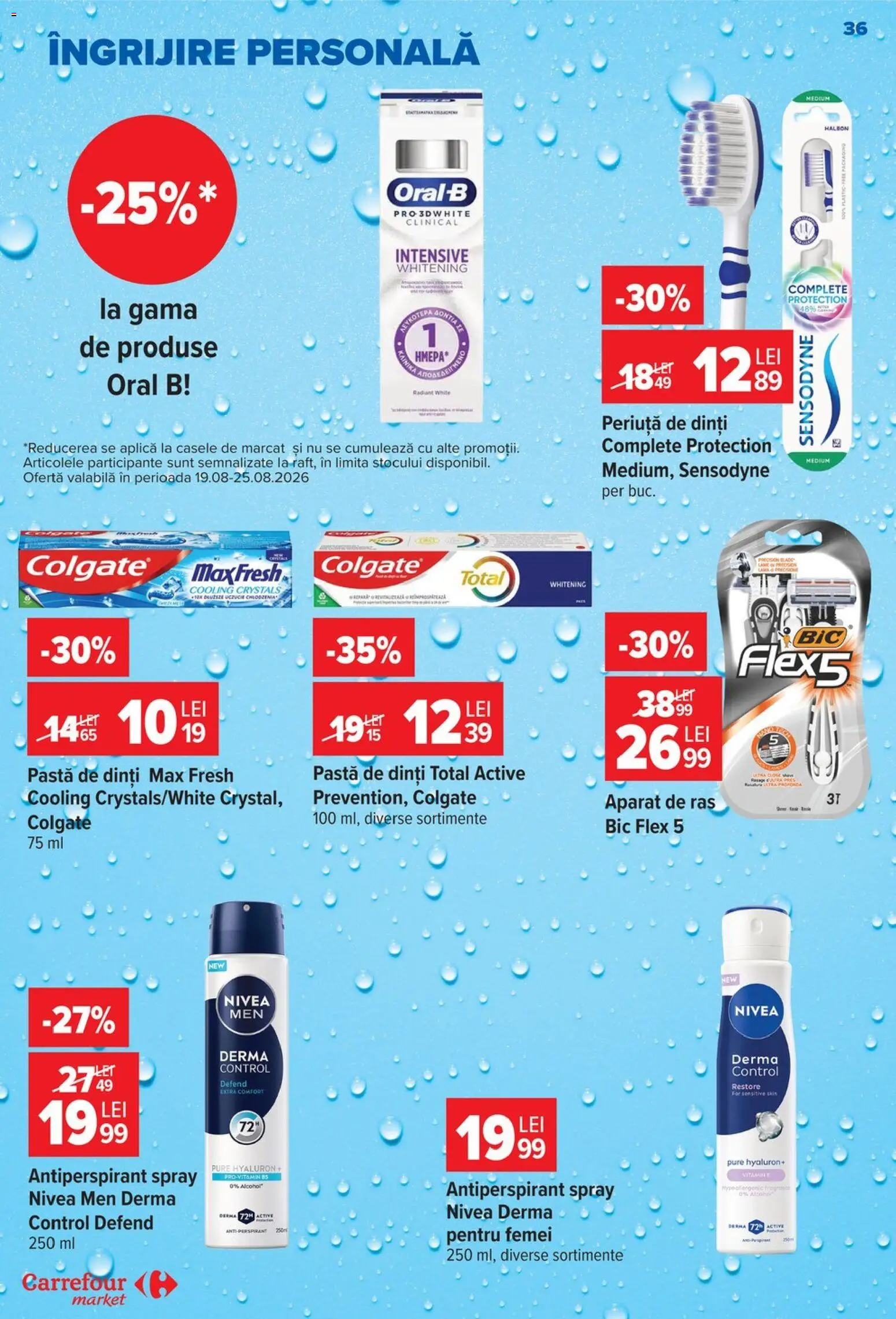 Noul catalog Carrefour – valabil de la 19.08.2026 | Pagină: 36 | Produse: Nivea, Aplică, Active, Aparat
