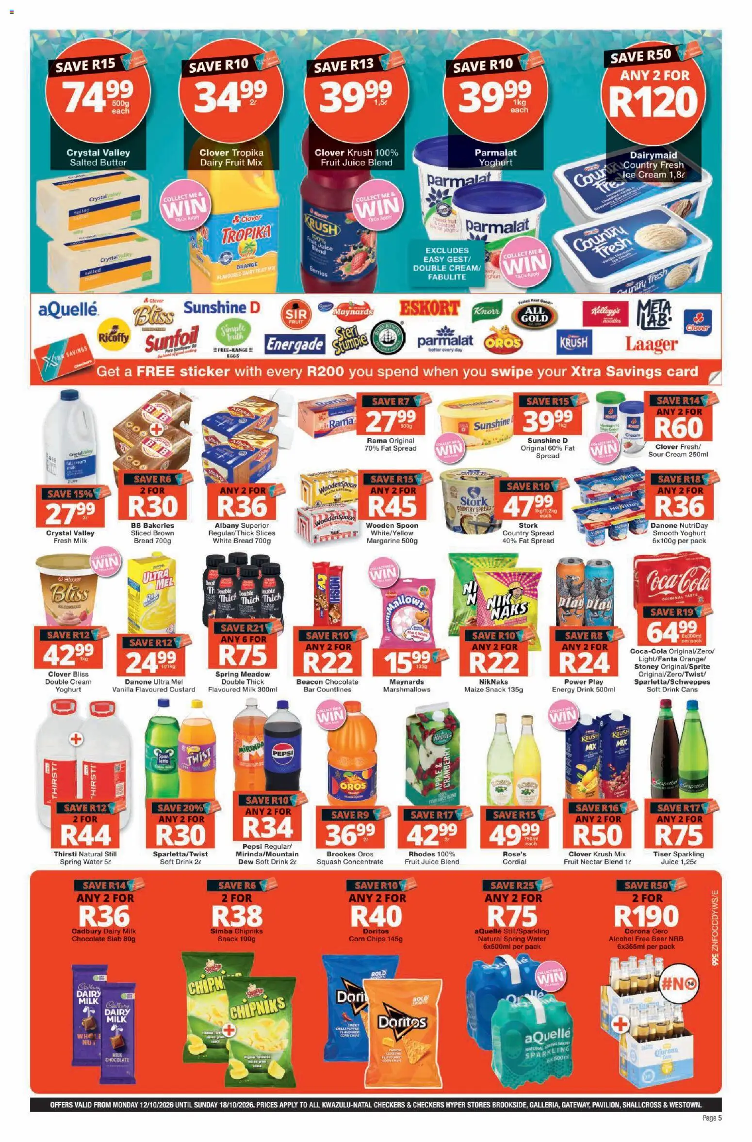 New Checkers catalogue – valid from 12/10/2026 | Page: 5 | Products: Squash, Butter, Chips, Fat spread