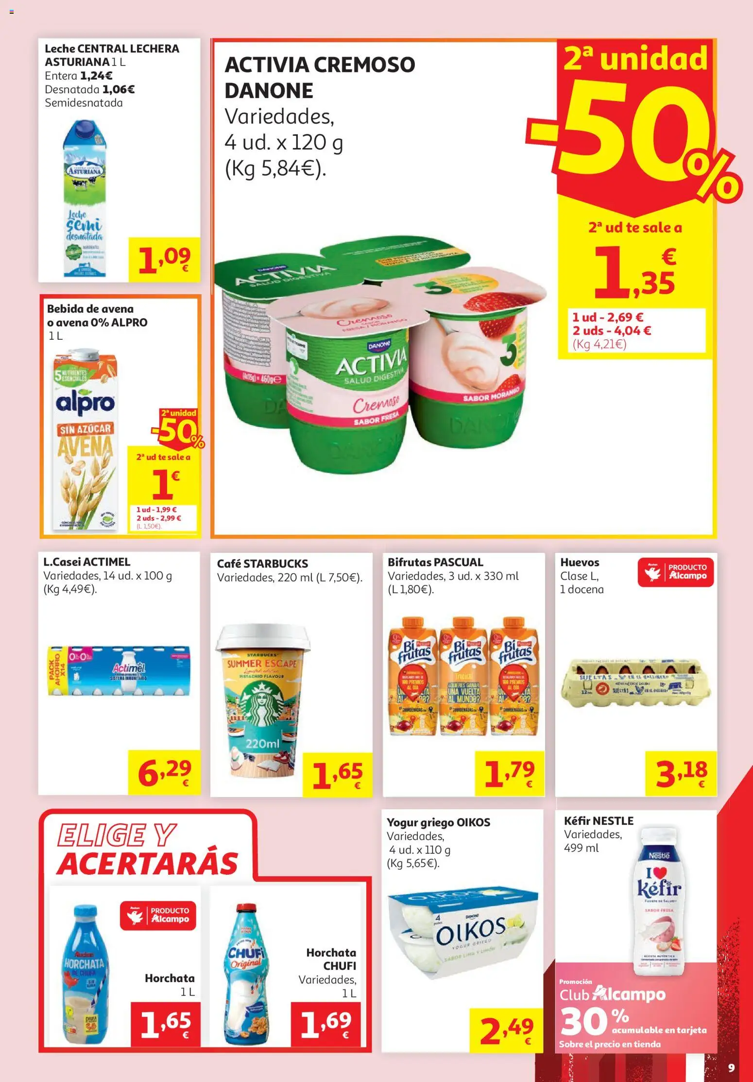 Alcampo folleto │ válido desde el 16.06.2026 | Página: 9 | Productos: Lima, Yogur, Té, Bebida de avena