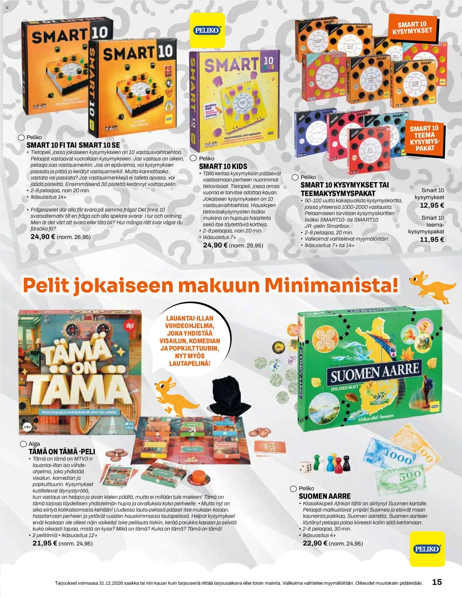 Minimani Lelulehti – voimassa 23/10/2026 alkaen | Sivu: 15 | Tuotteet: Voi, Peli