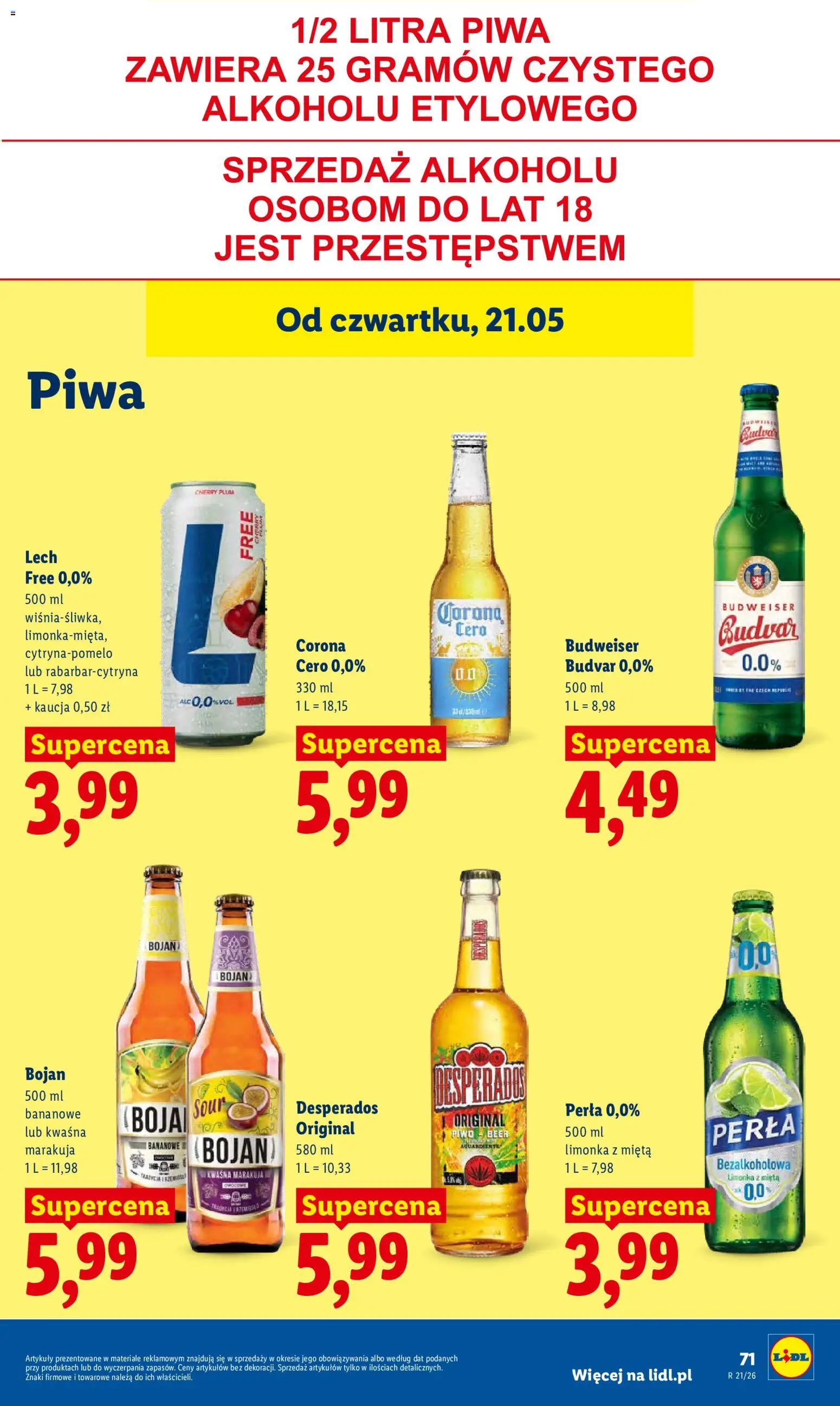 Lidl Polsko leták od 21.05.2026 | Strana: 77 | Produkty: Budvar, Desperados, Perla, Marakuja