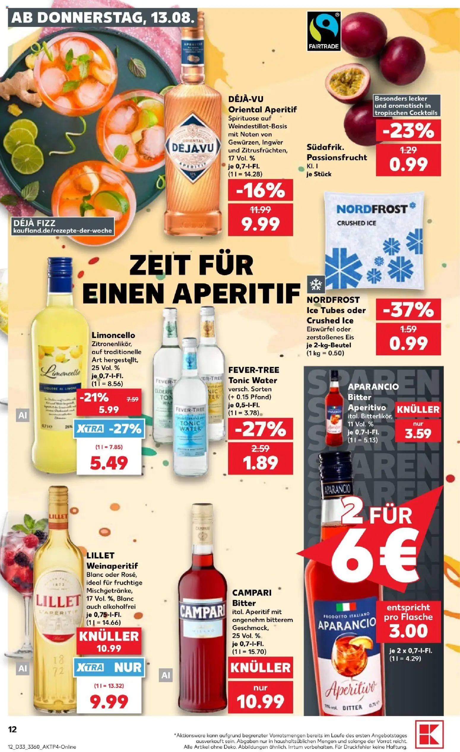 Kaufland Prospekt Berlin – gültig ab 13.08.2026 | Seite: 12 | Produkte: Campari, Lillet, Limoncello, Eis