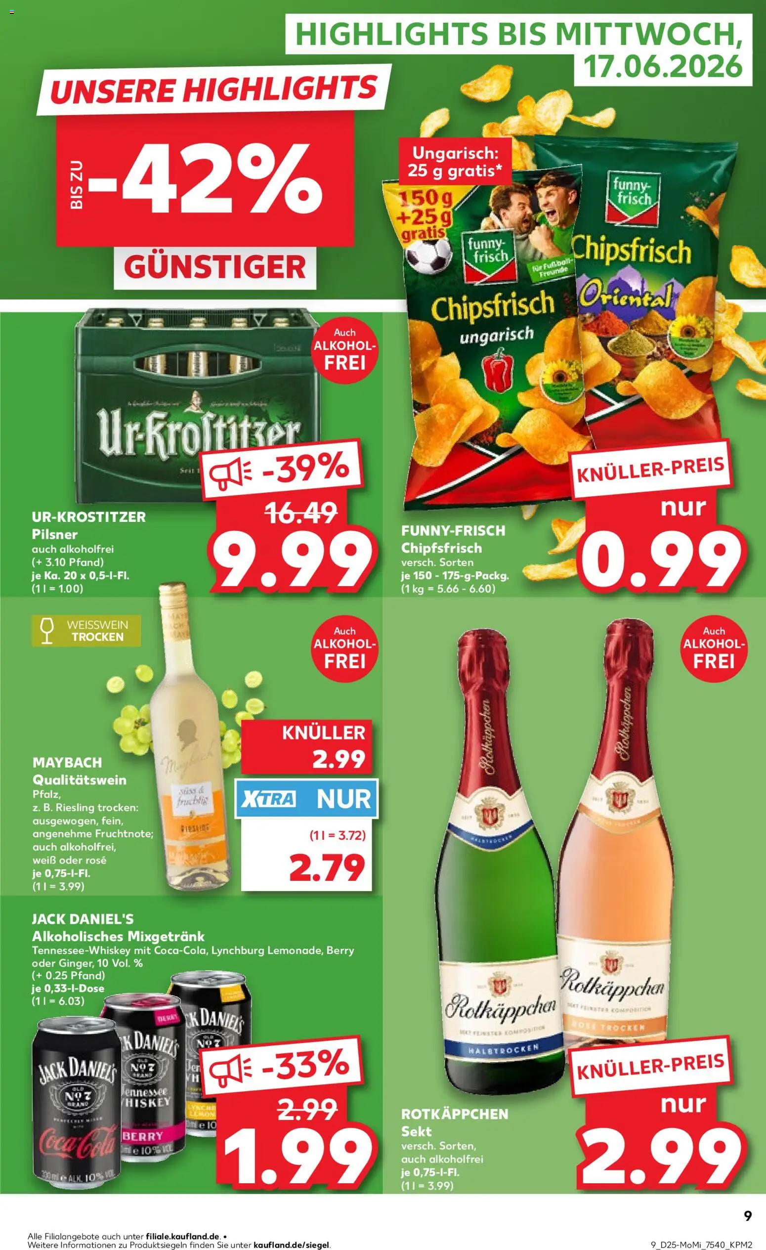 Kaufland Německo leták - Jena od 15.06.2026 | Strana: 9 | Produkty: Coca cola, Pilsner, Sekt, Riesling