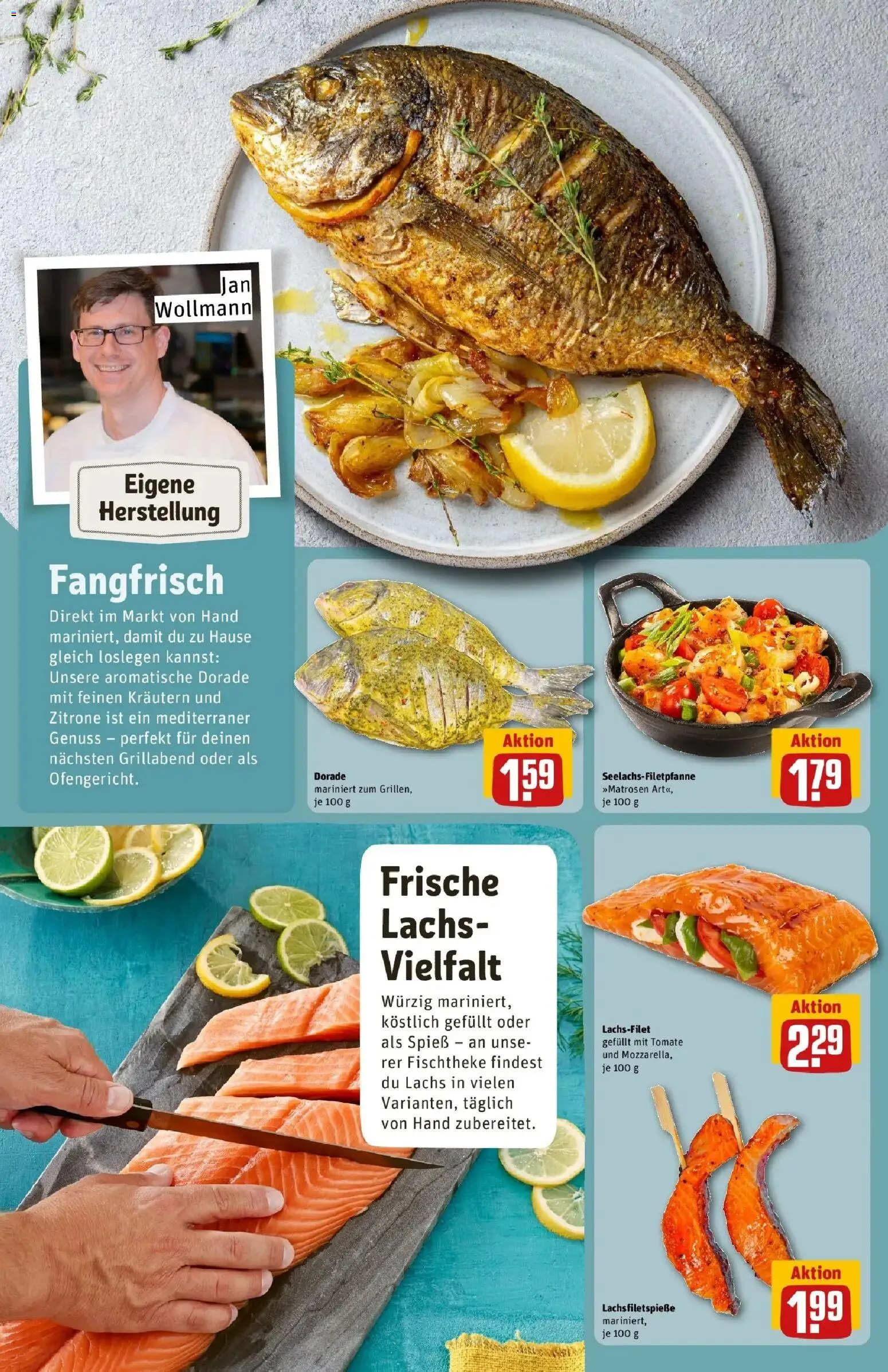 REWE Prospekt ab 28.09.2026 zum Blättern » Angebote | Seite: 21 | Produkte: Dorade, Lachs, Zitrone