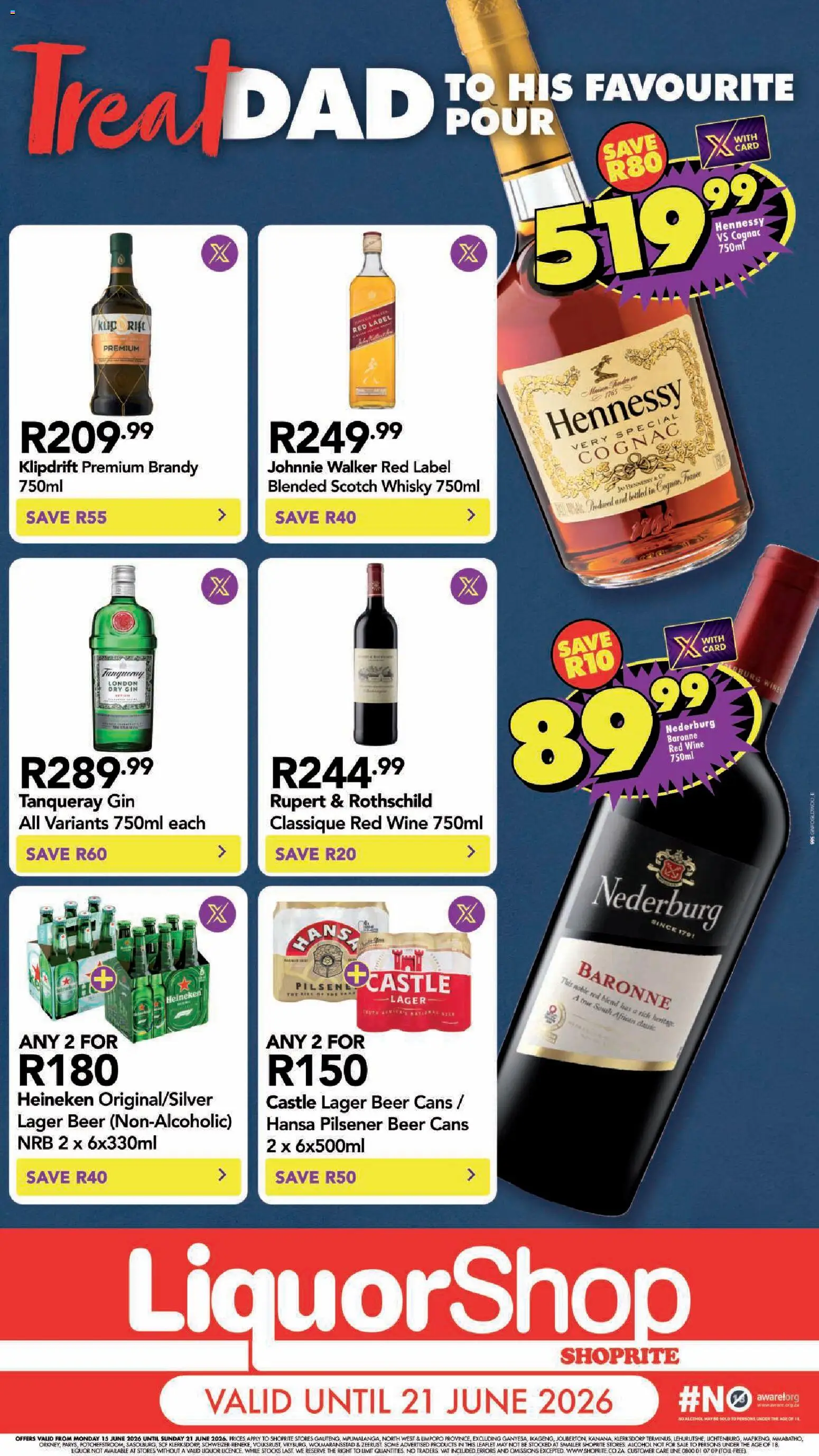 New Shoprite catalogue – valid from 15.06.2026 | Page: 5 | Products: Brandy, Wine, Gin, Ensalada de quino
