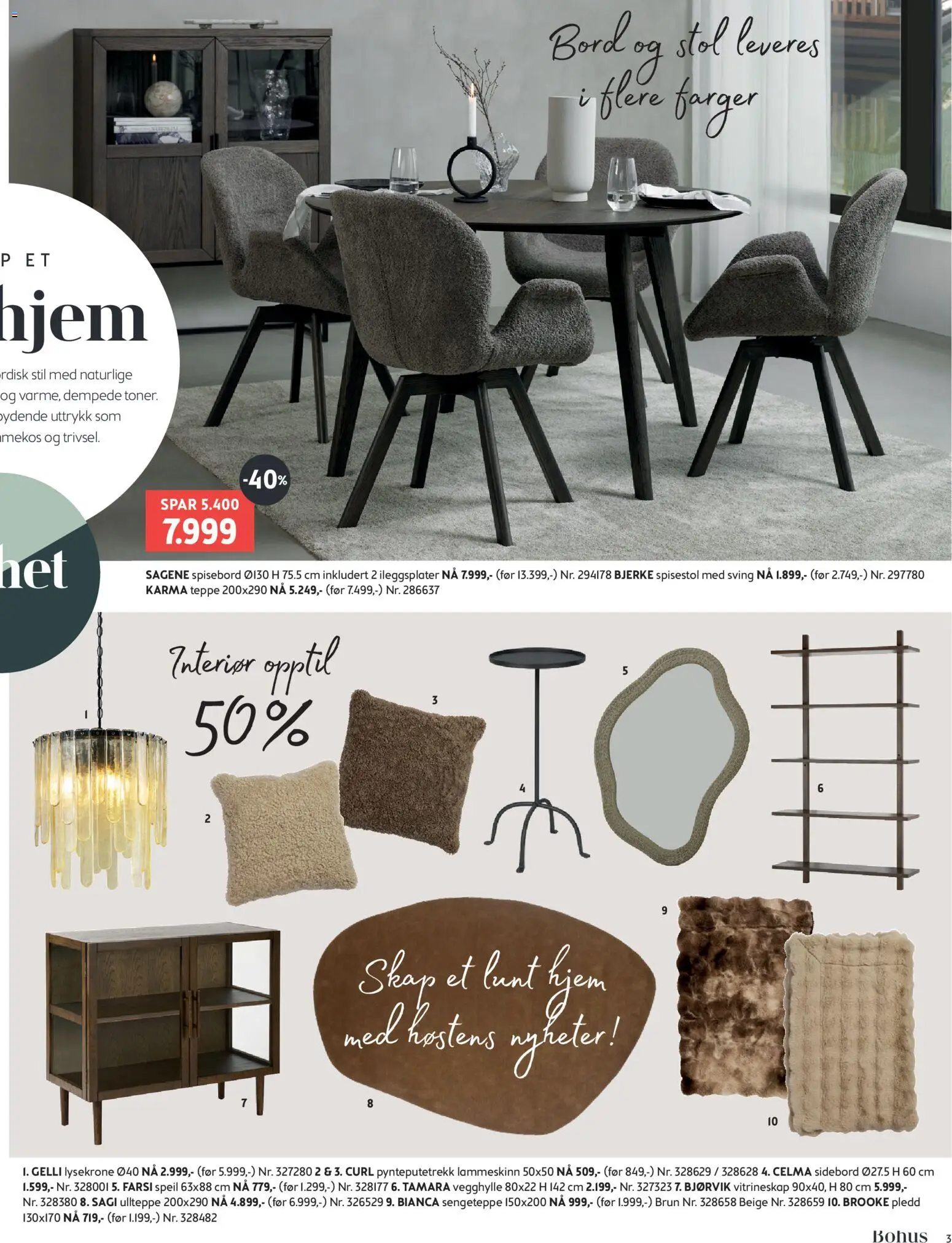 {H1} | Side: 3 | Produkter: Pledd, Spisebord, Spisestol, Interiør