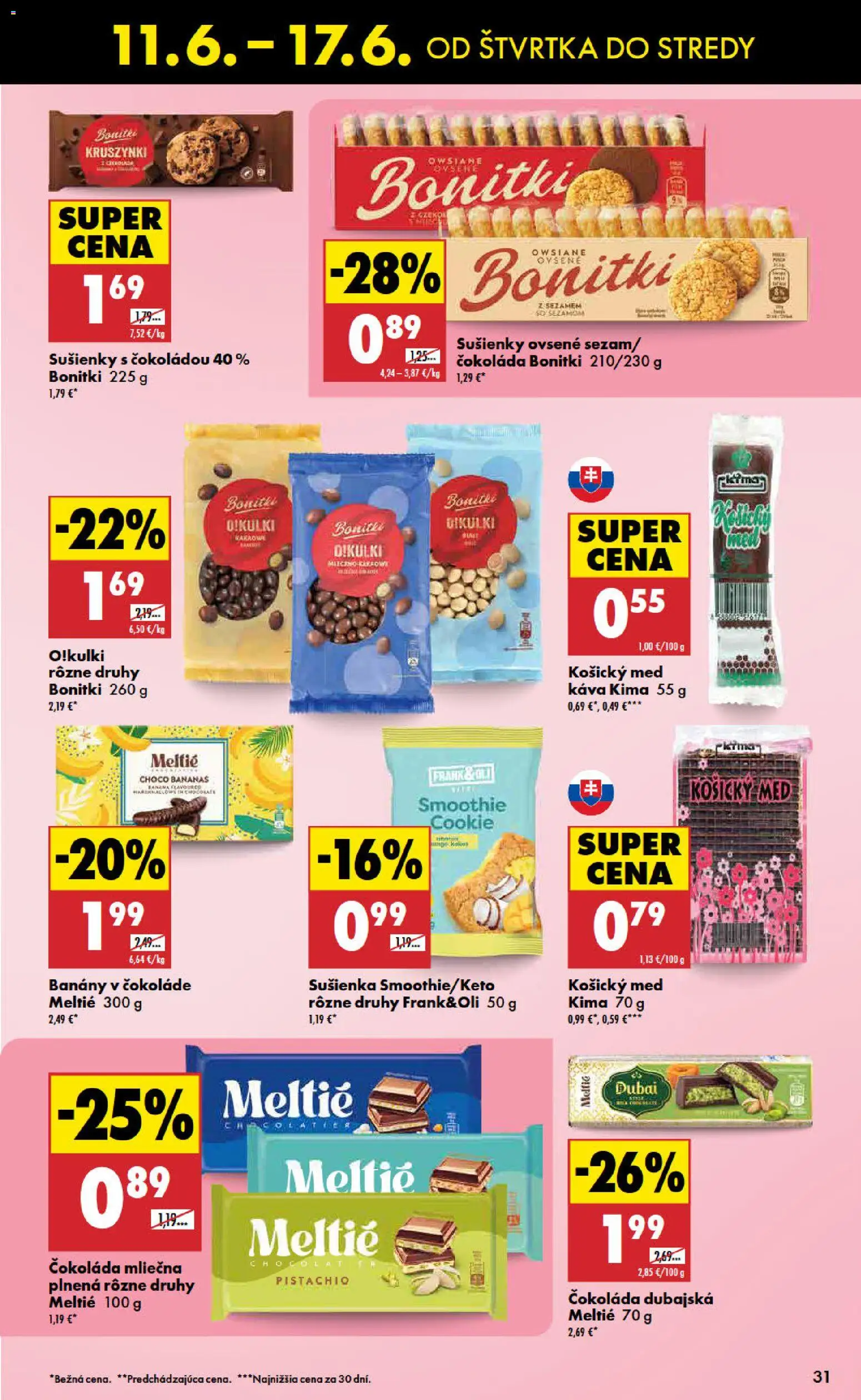 Nové Biedronka akcie – leták je platný od 11.06.2026 | Strana: 31 | Produkty: Káva, Banány v čokoláde, Čokoláda, Med