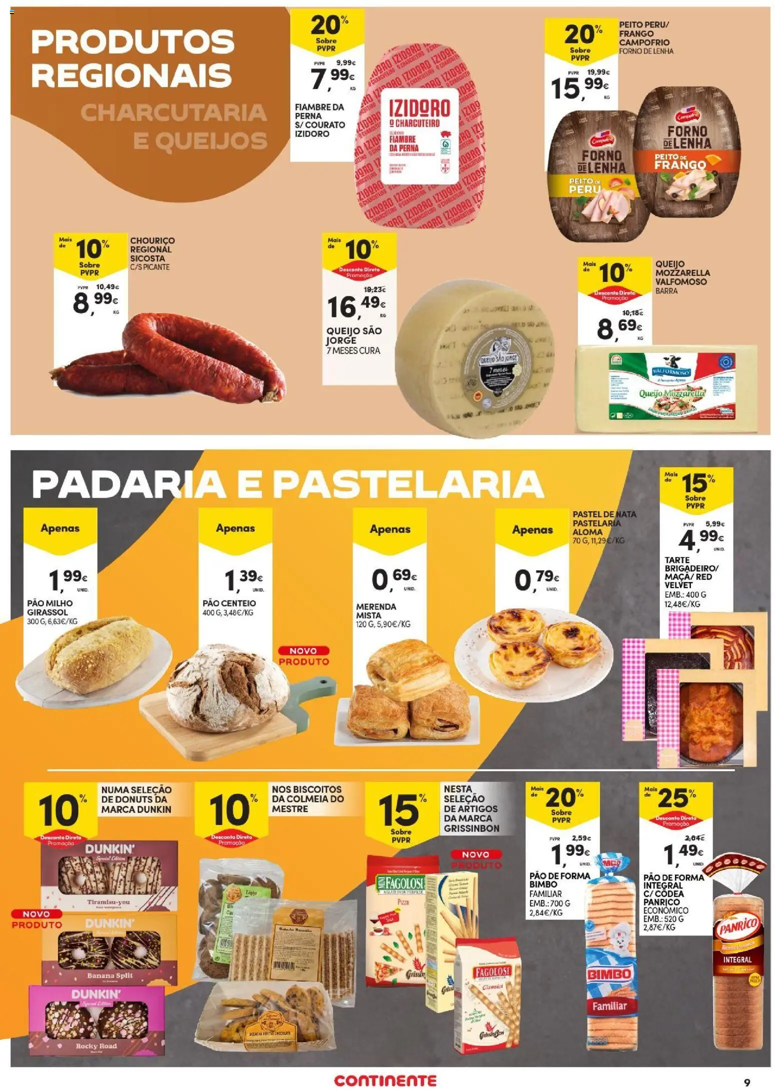 Continente Açores │ válido de 03/09/2026 | Página: 9 | Produtos: Queijo Mozzarella, Fiambre, Centeio, Chouriço