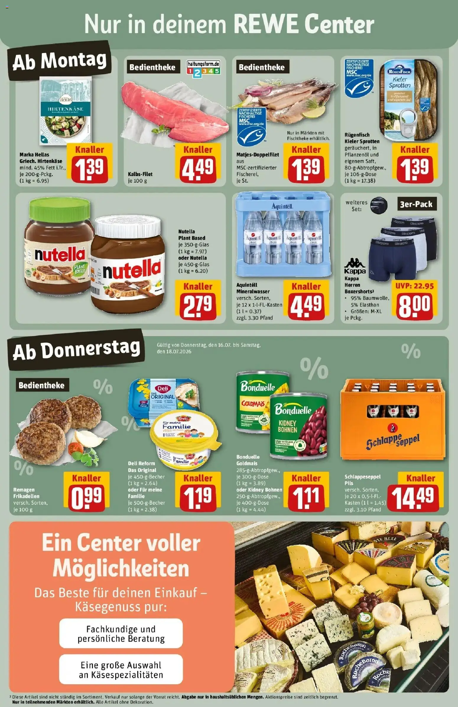 Rewe Prospekt Wetzlar – gültig ab 13.07.2026 | Seite: 3 | Produkte: Pils, Mineralwasser, Nutella, Deli reform