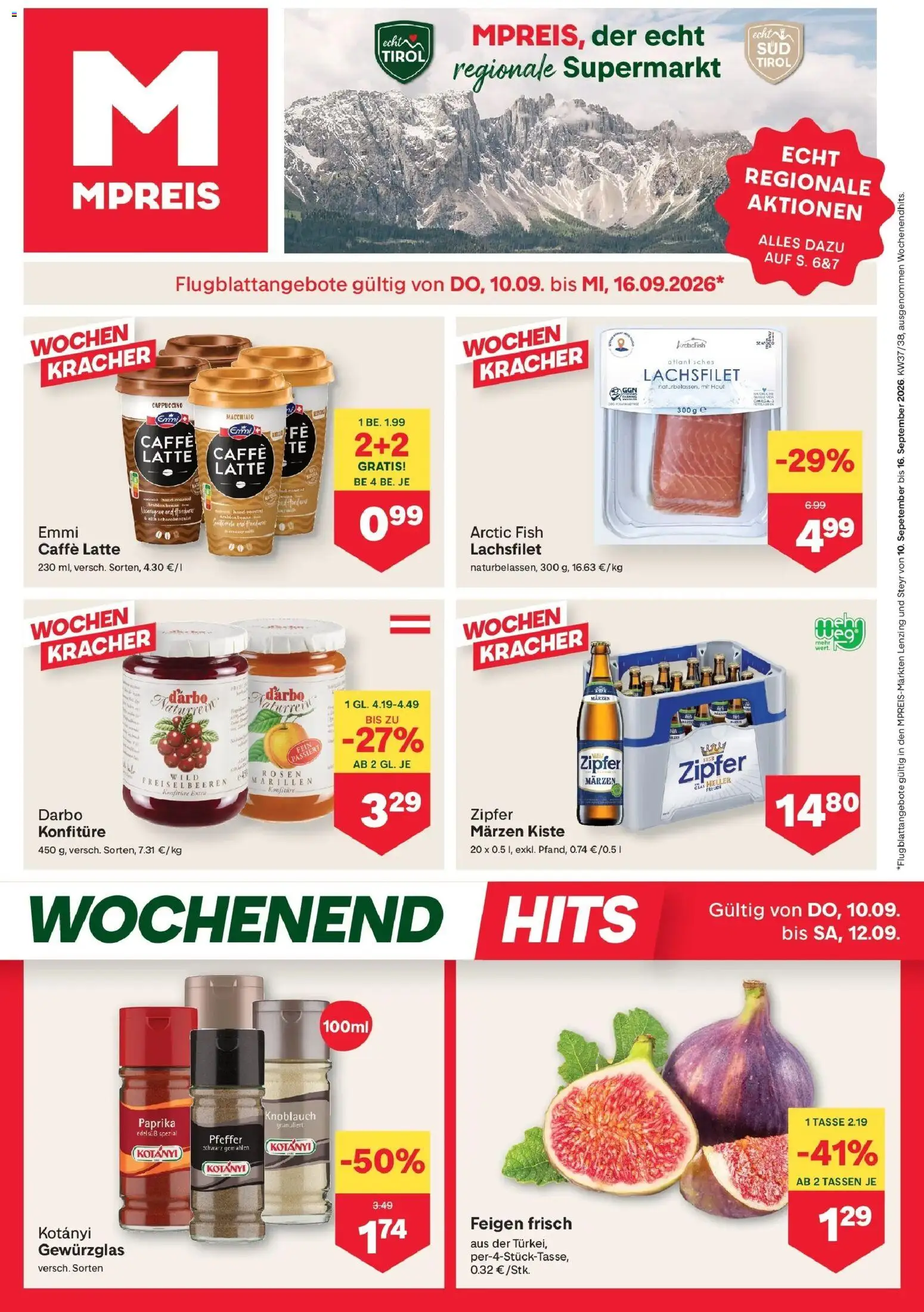 MPREIS Steyr von 10.09.2026 - Aktuelle Angebote | Seite: 1 | Produkte: Pfeffer, Knoblauch, Feigen, Lachsfilet