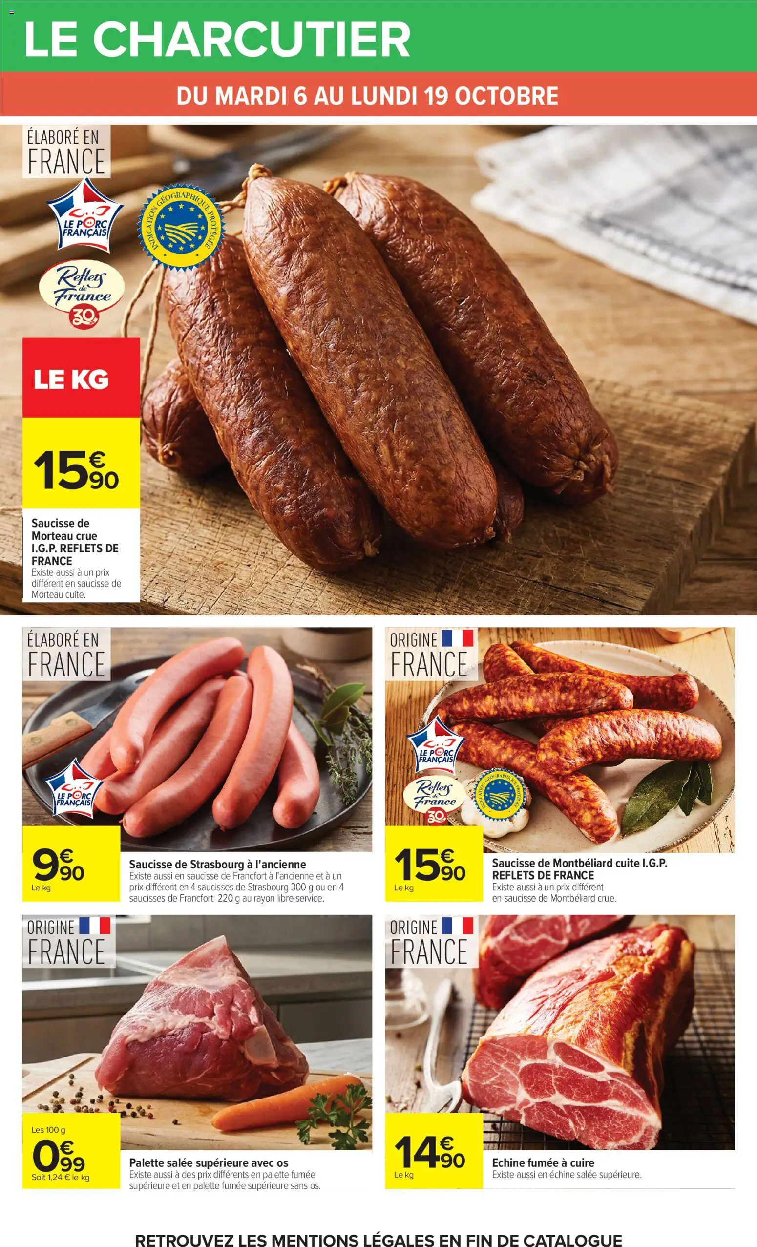{H1} | Page: 24 | Produits: Saucisses, Saucisse de francfort, Porc, Saucisse de Morteau