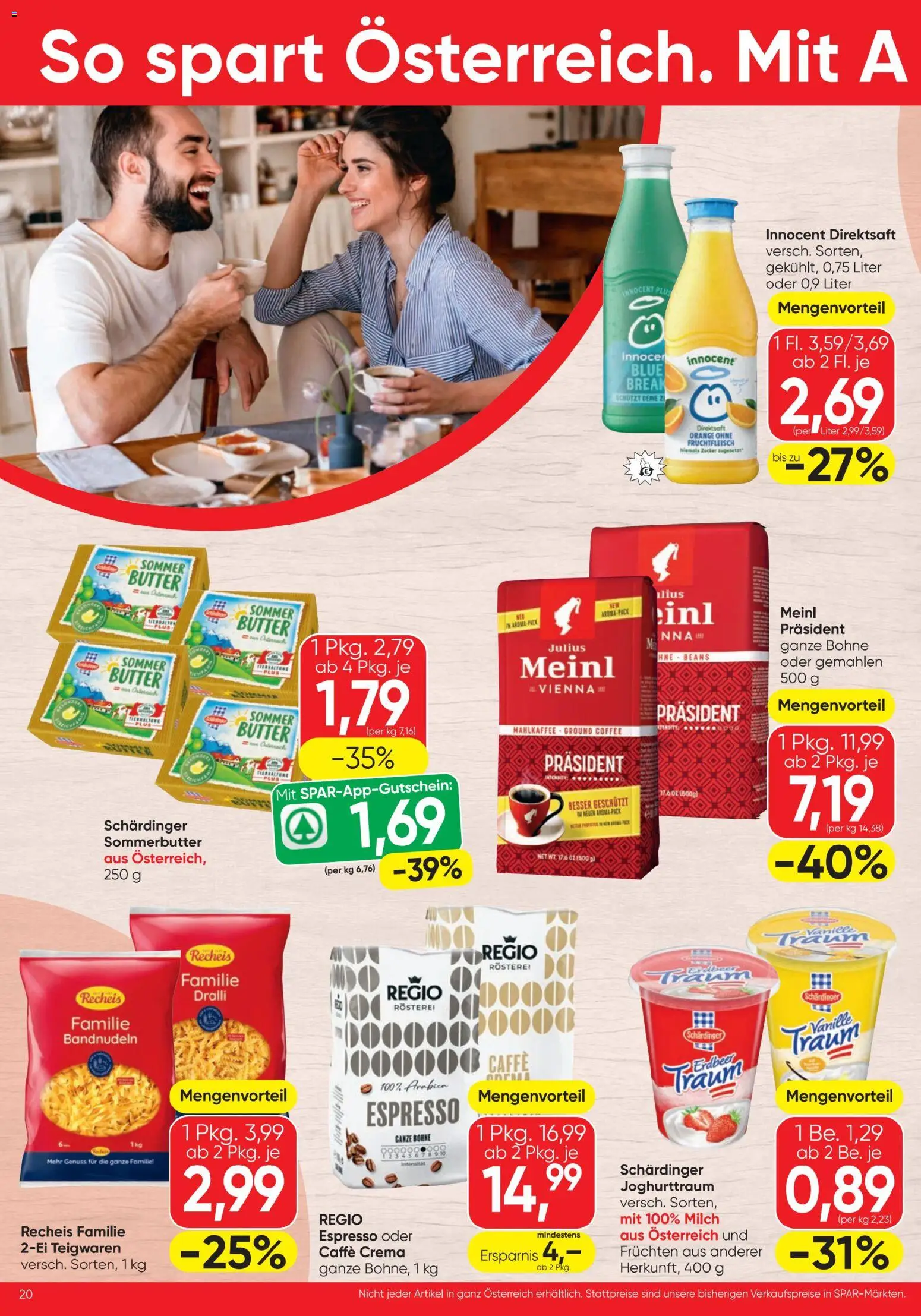 Spar - Flugblatt gültig ab 21.05.2026 | Seite: 20 | Produkte: Zucker, Milch, Butter