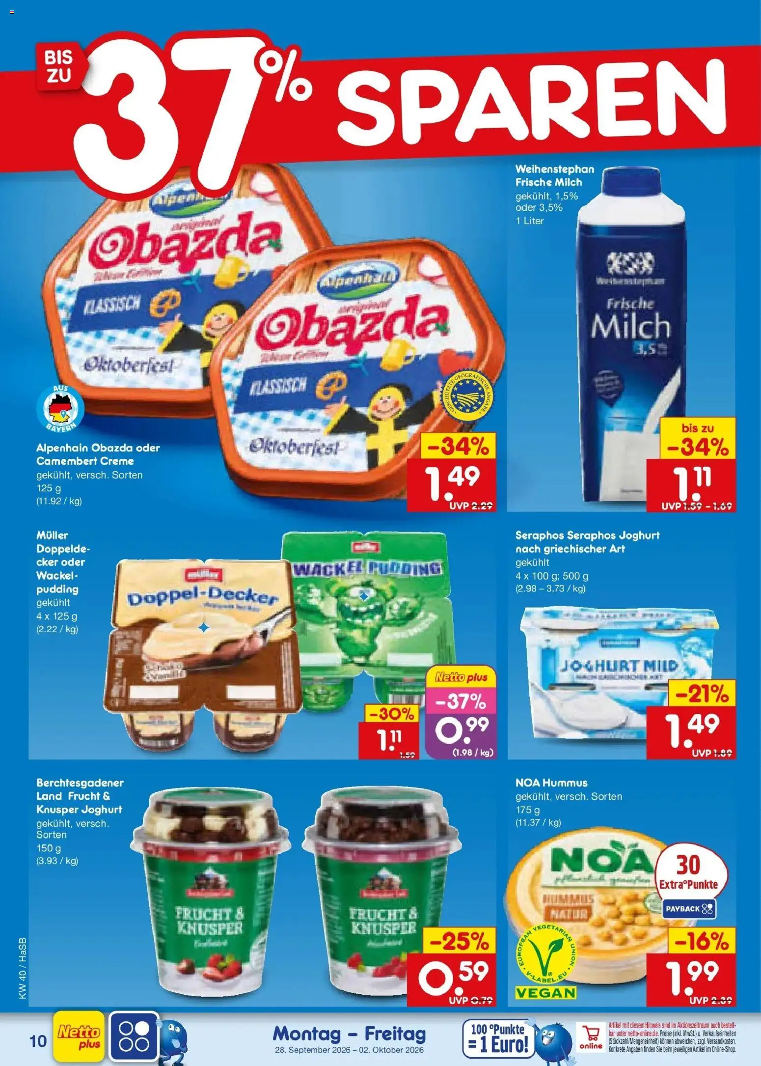 Netto Marken-Discount Prospekt Unna – gültig ab 28.09.2026 | Seite: 14 | Produkte: Milch, Joghurt, Camembert, Hummus