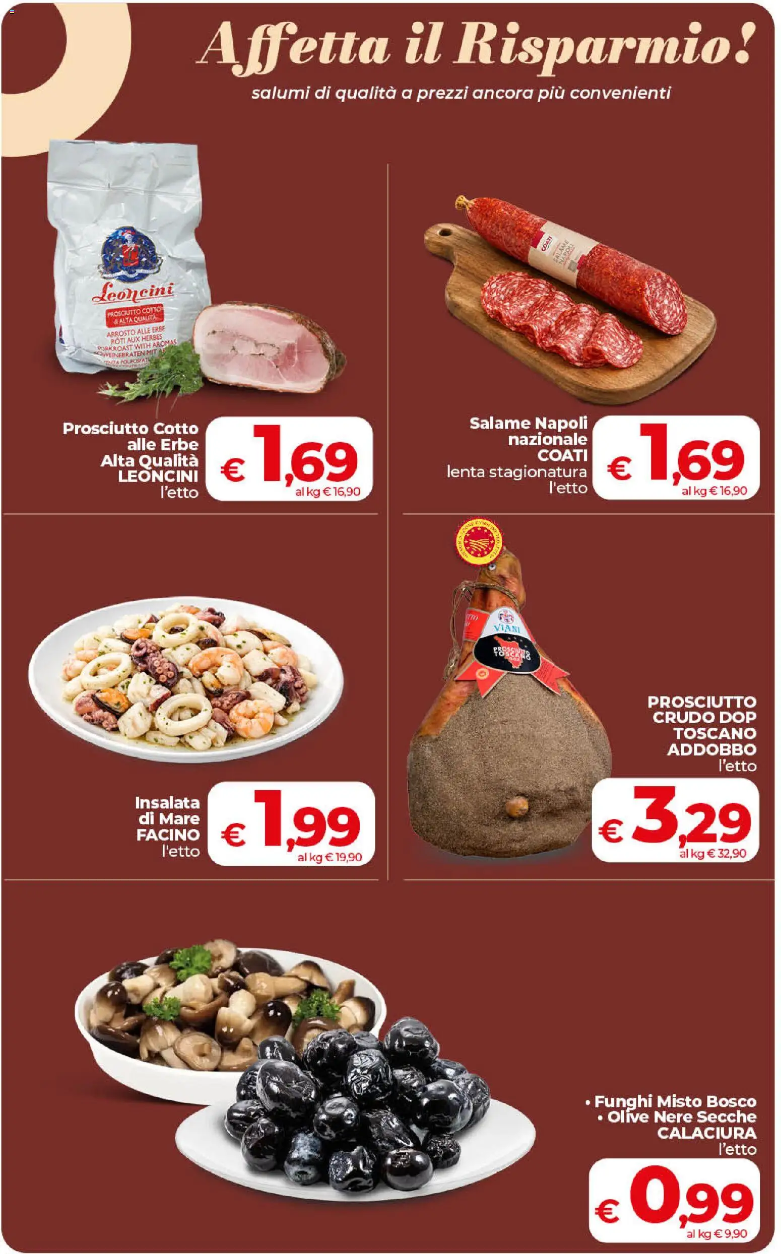 Volantino COOP del 31/07/2026 | Pagina: 12 | Prodotti: Prosciutto Cotto, Salame, Olive, Prosciutto