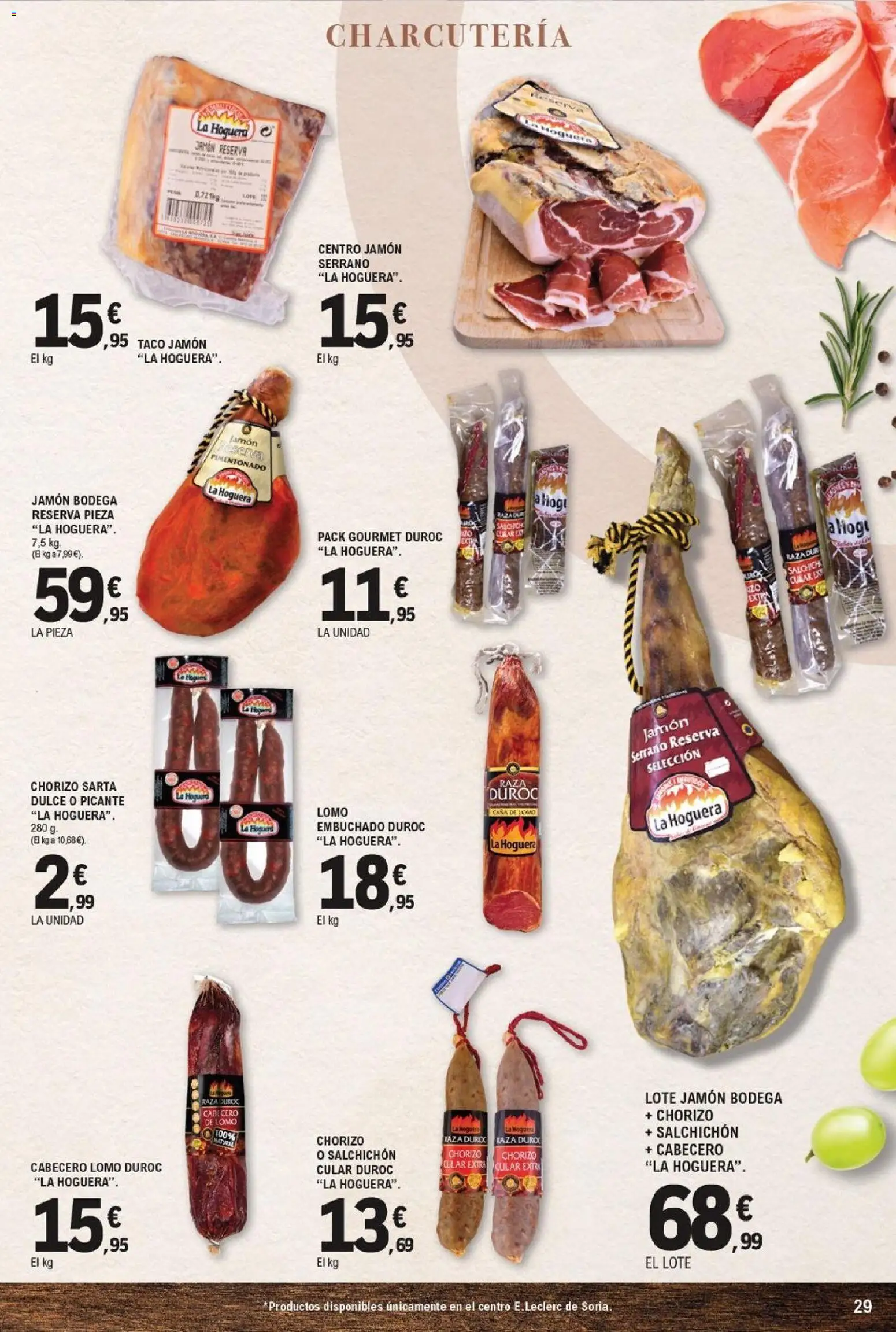 E.Leclerc - Soria │ válido desde el 16/09/2026 | Página: 28 | Productos: Jamón serrano, Dulce, Lomo, Jamón