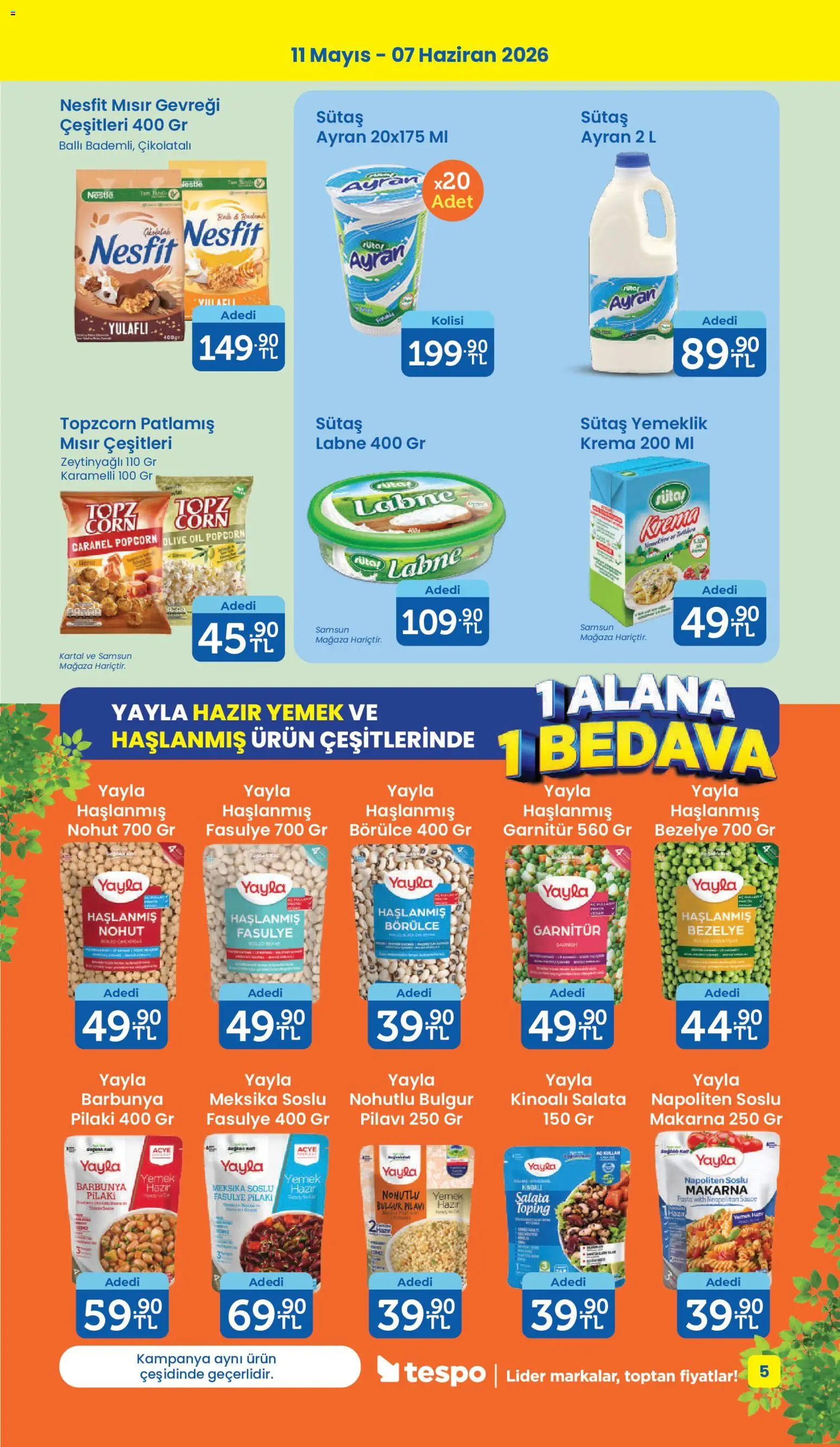 Tespo Katalog - 11.05.2026 tarihinden itibaren geçerlidir | Sayfa: 5 | Ürünler: Pilaki, Makarna, Salata, Börülce