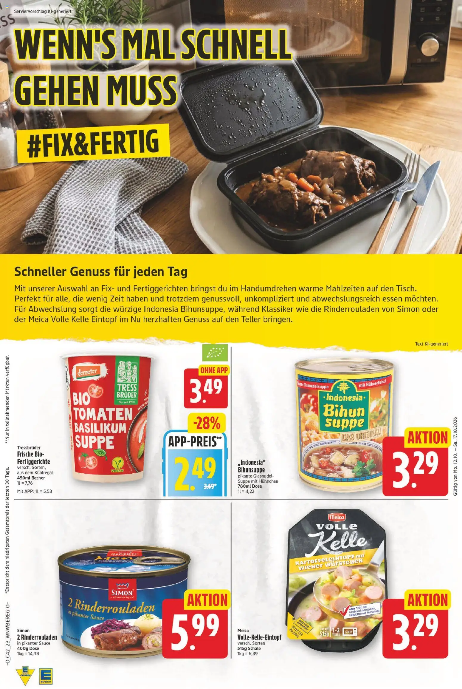 E center Prospekt – gültig ab 12.10.2026 | Seite: 23 | Produkte: Rinderrouladen, Wiener wurstchen, Meica, Hühnerfleisch
