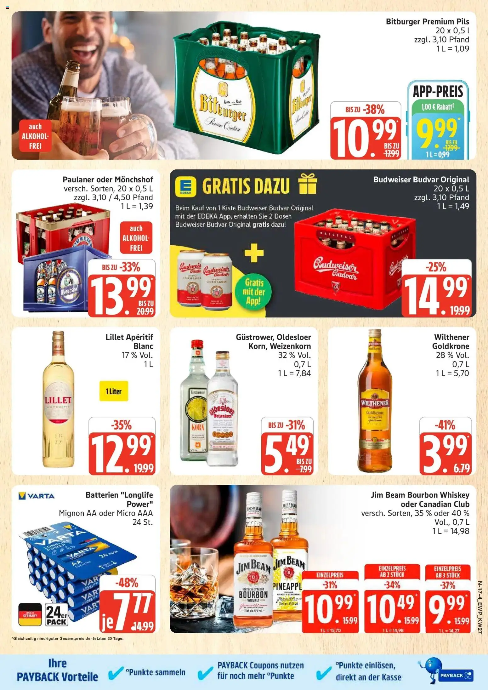 Edeka - EDEKA: Wochenangebote – gültig ab 28.06.2026 | Seite: 17 | Produkte: Bitburger, Pils, Lillet, Whiskey